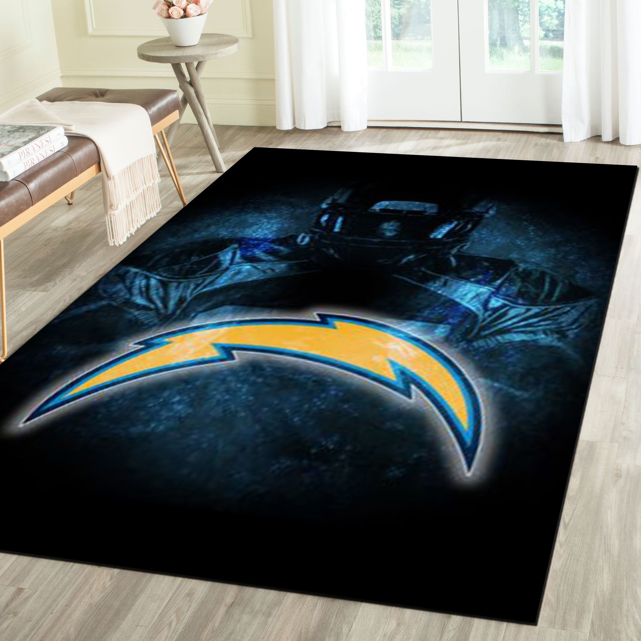 Los Angeles Chargers Area Rug, Football Team Living Room Carpet, Sports Floor Mat Home Decor