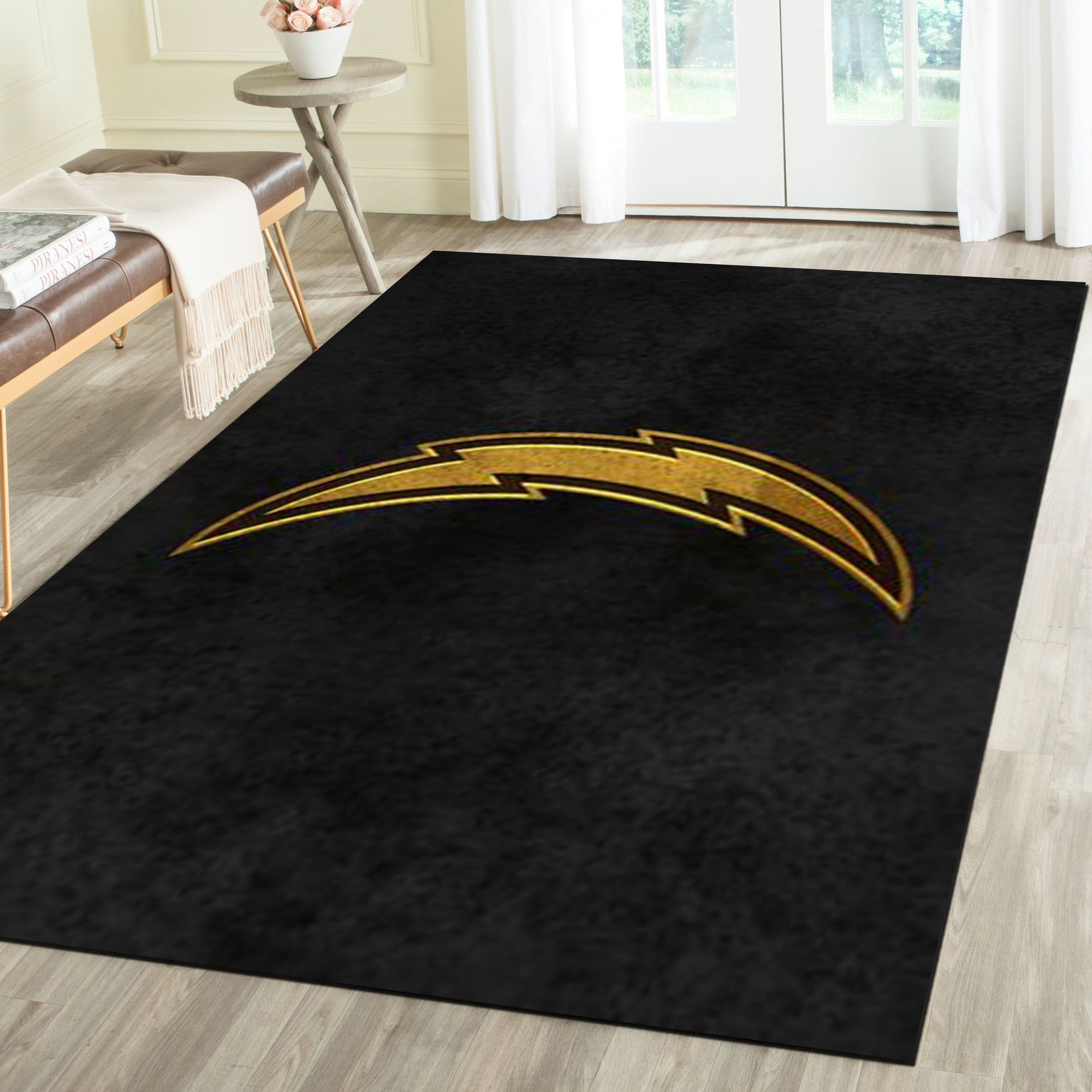 Los Angeles Chargers Area Rug, Football Team Living Room Carpet, Man Cave Floor Mat