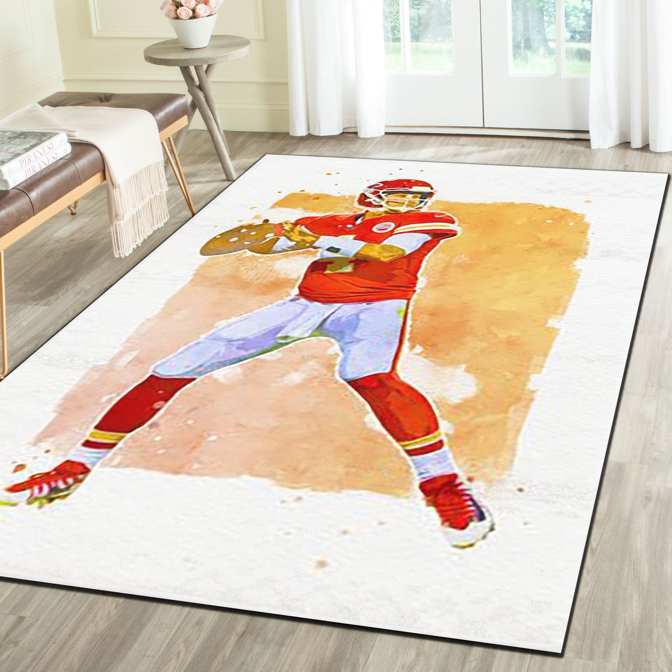 Kansas City Chiefs Area Rugs, Football Team Living Room Carpet, Man Cave Floor Mat