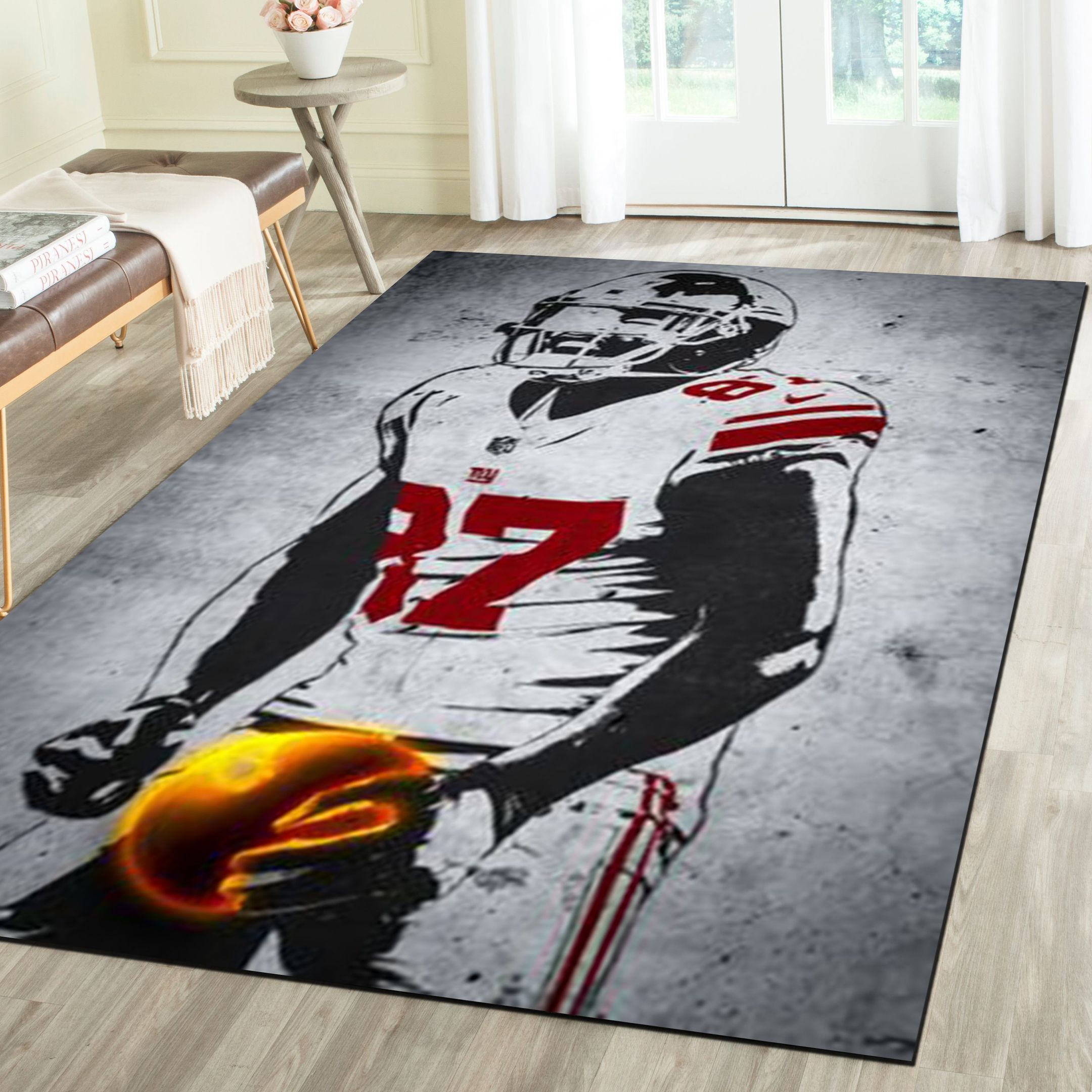 New York Giants Area Rug, Football Team Living Room Bedroom Carpet, Sports Floor Mat