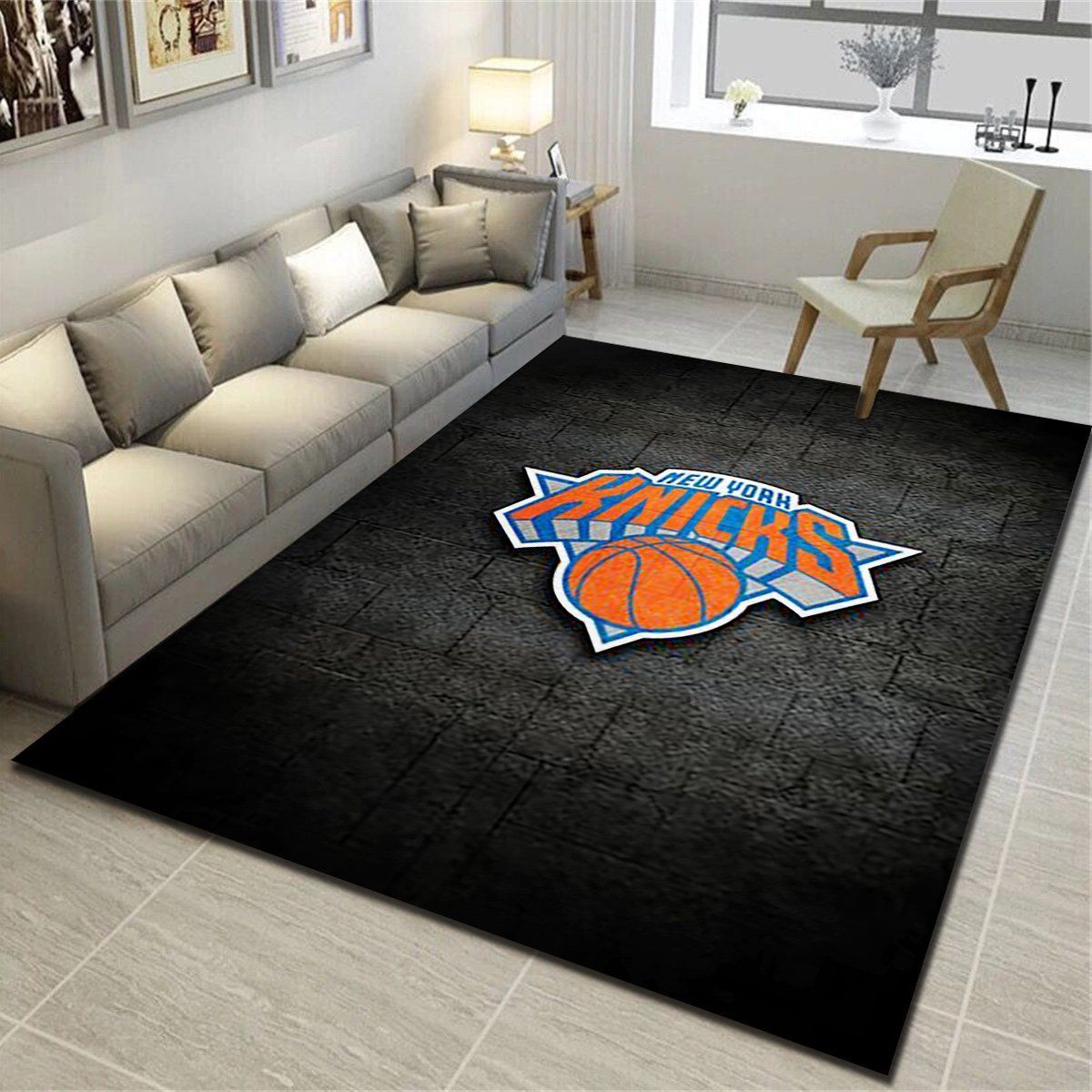 New York Knicks Area Rug, Basketball Team Living Room Carpet, Fan Cave Floor Mat