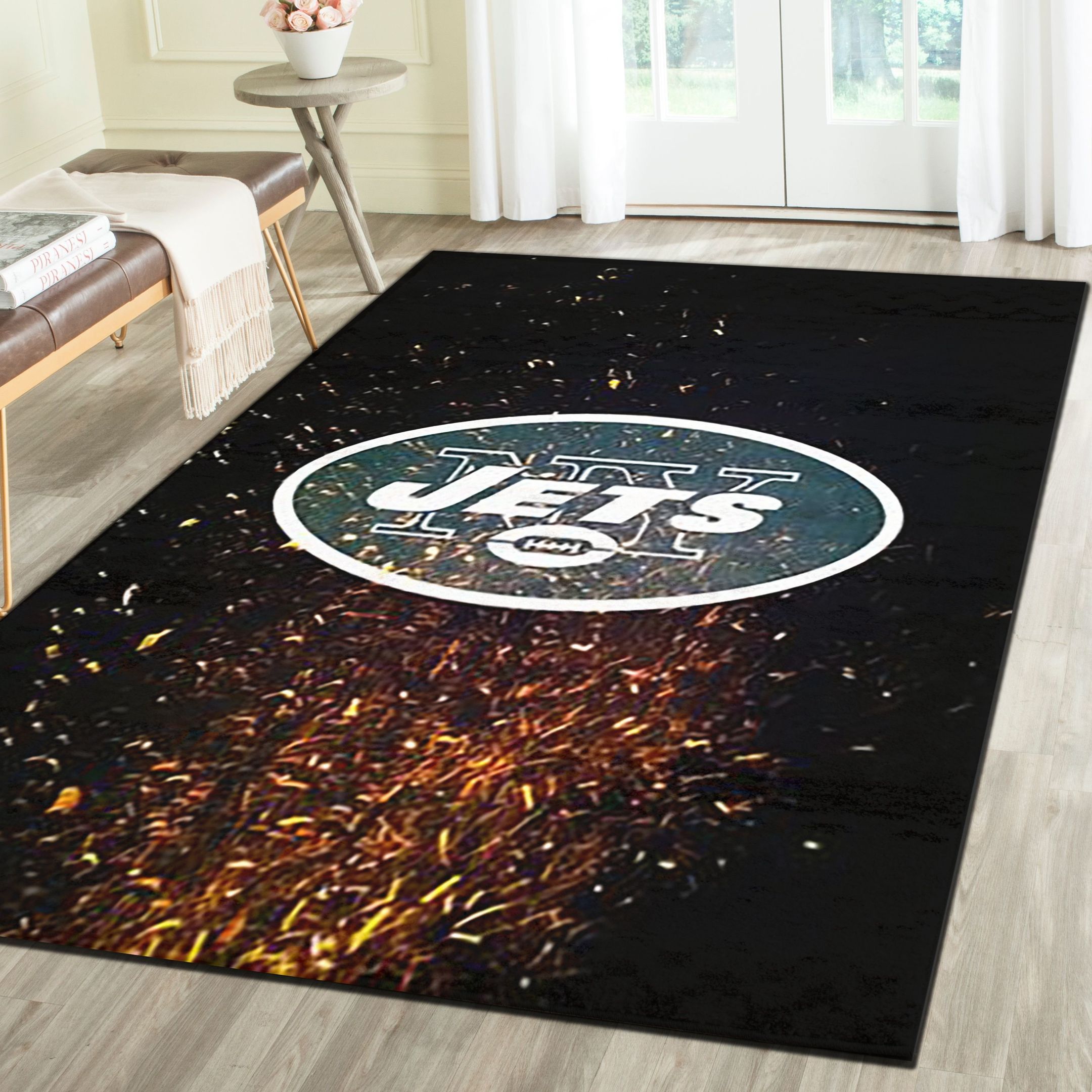 New York Jets Area Rugs, Football Team Living Room Carpet, Man Cave Floor Mat