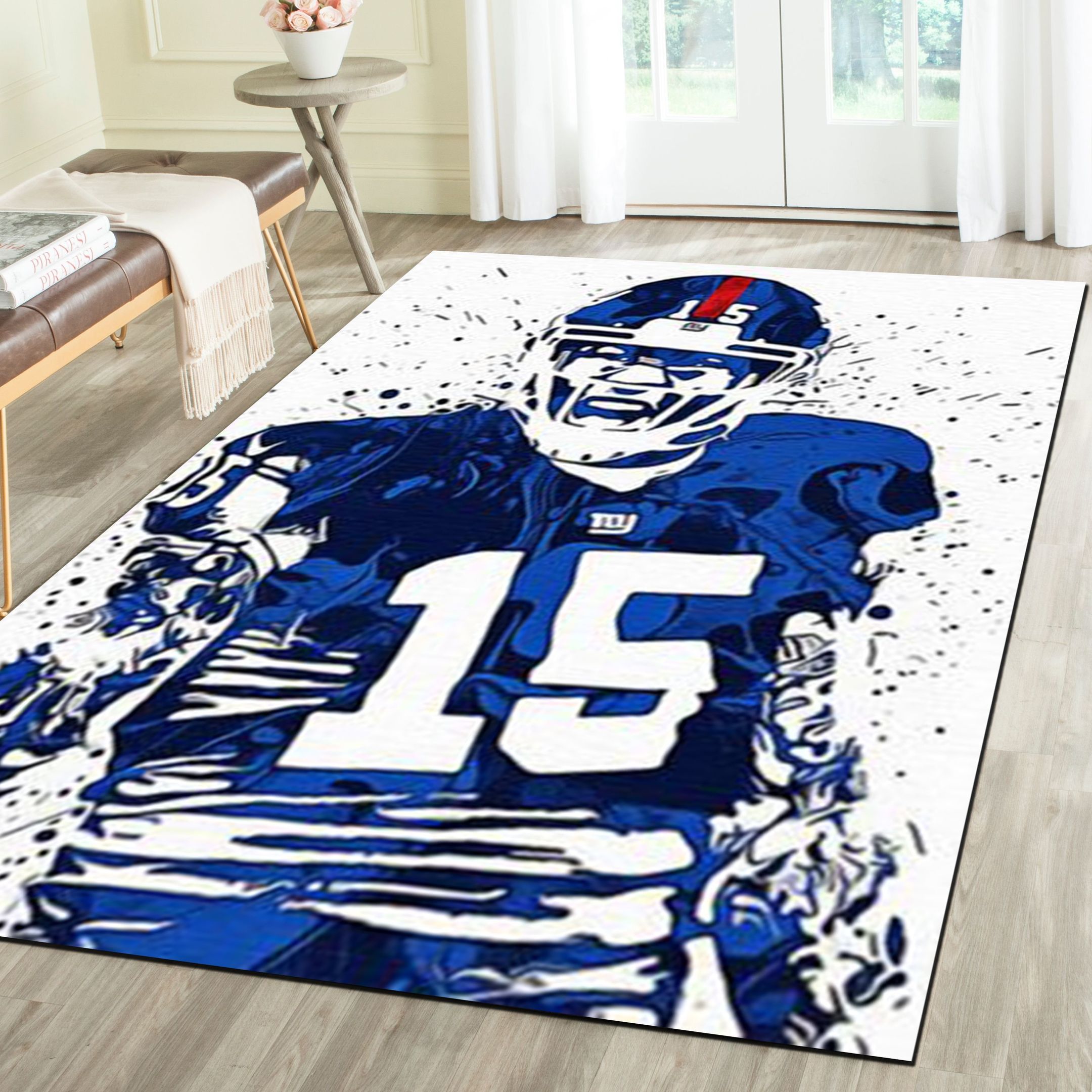 New York Giants Logo Area Rug, Football Team Living Room Bedroom Carpet, Fan Cave Floor Mat