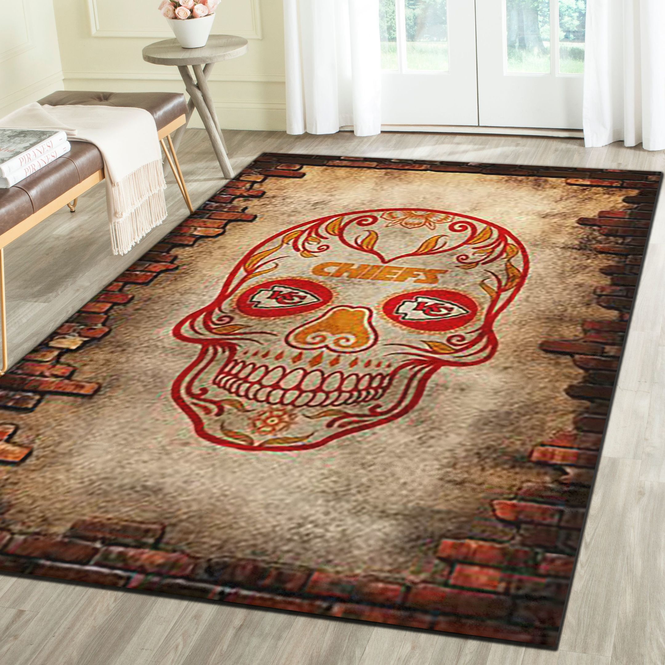 Kansas City Chiefs Rug, Football Team Living Room Carpet, Man Cave Floor Mat