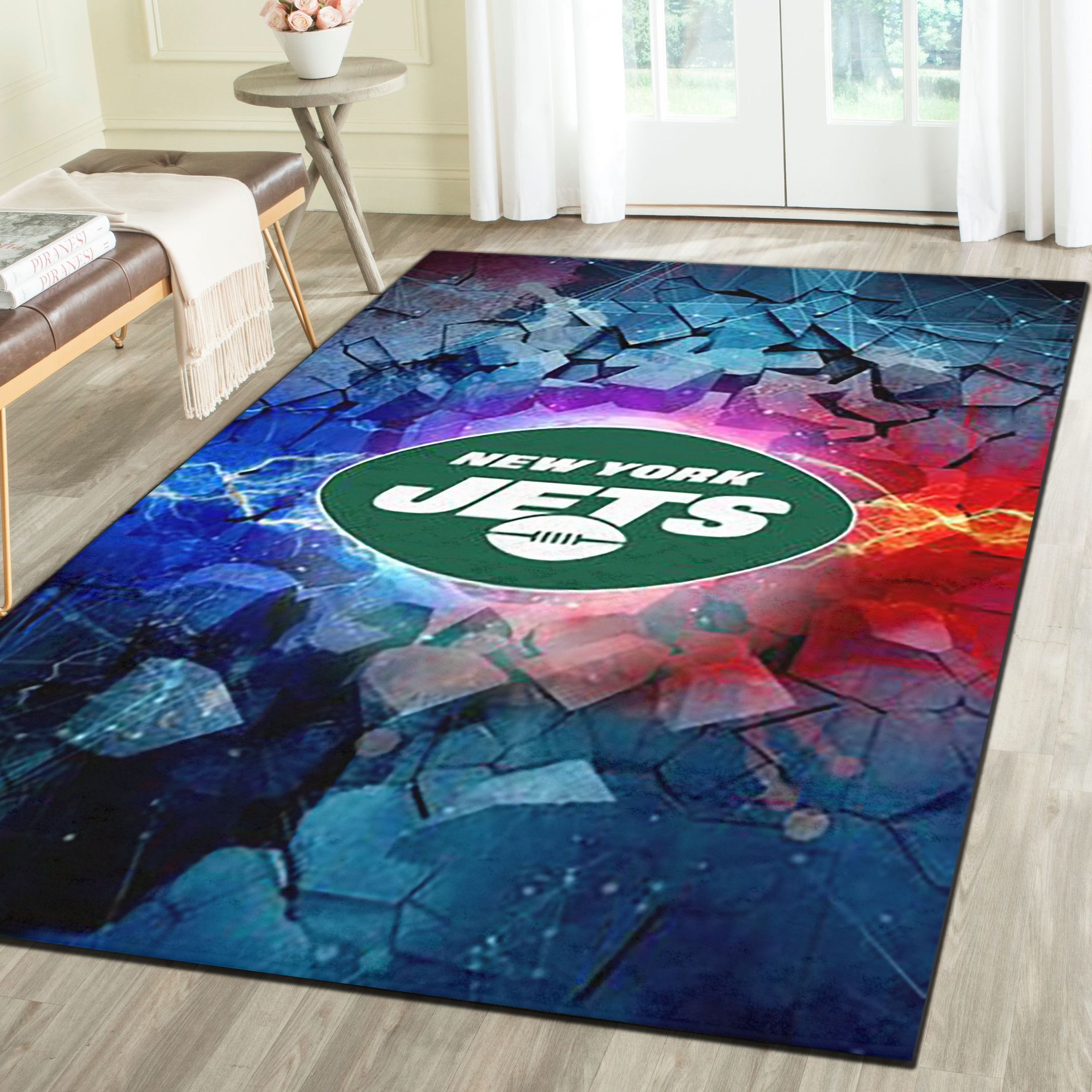 New York Jets Rug, Football Team Living Room Bedroom Carpet, Man Cave Floor Mat