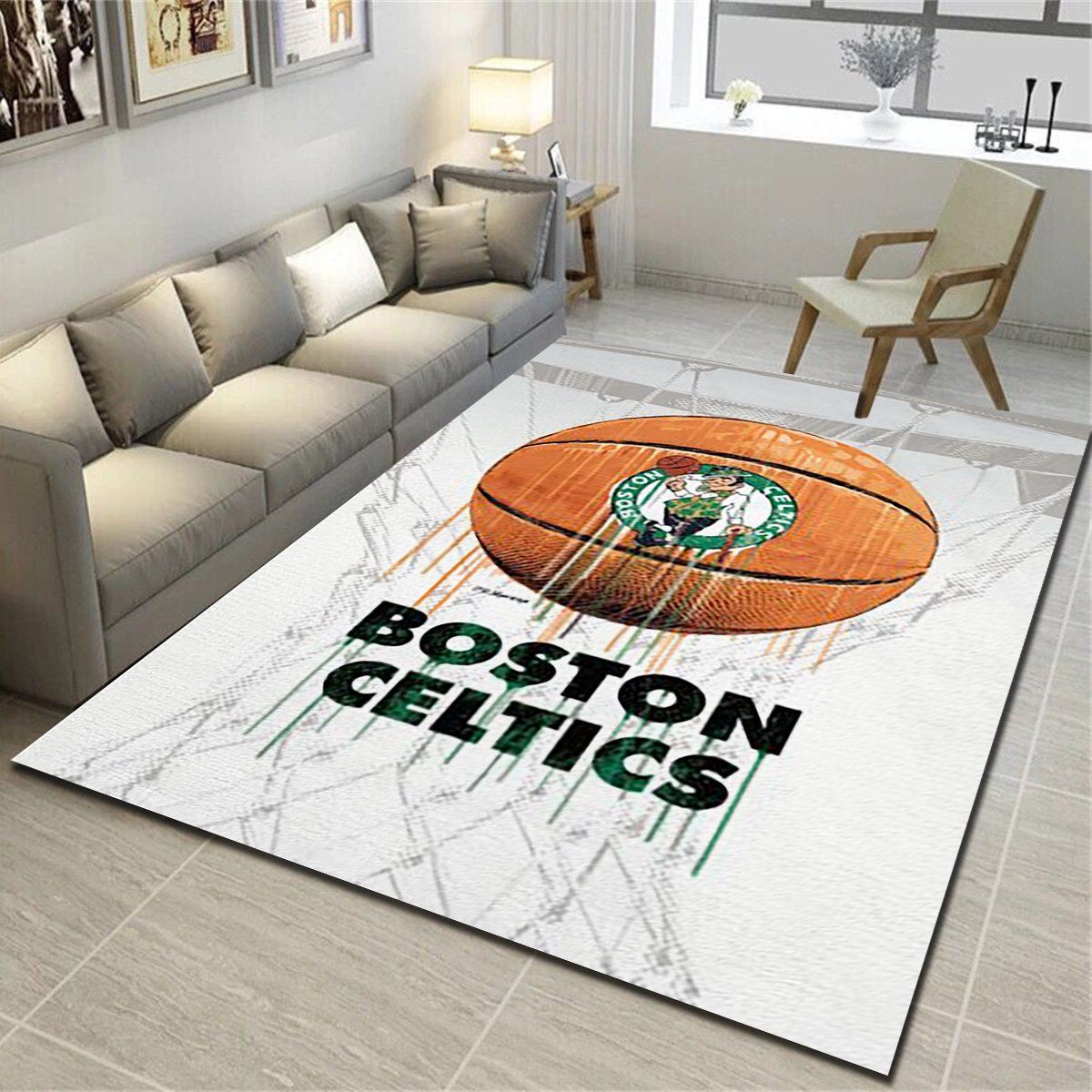 Boston Celtics Area Rugs, Basketball Team Living Room Carpet, Fan Cave Floor Mat