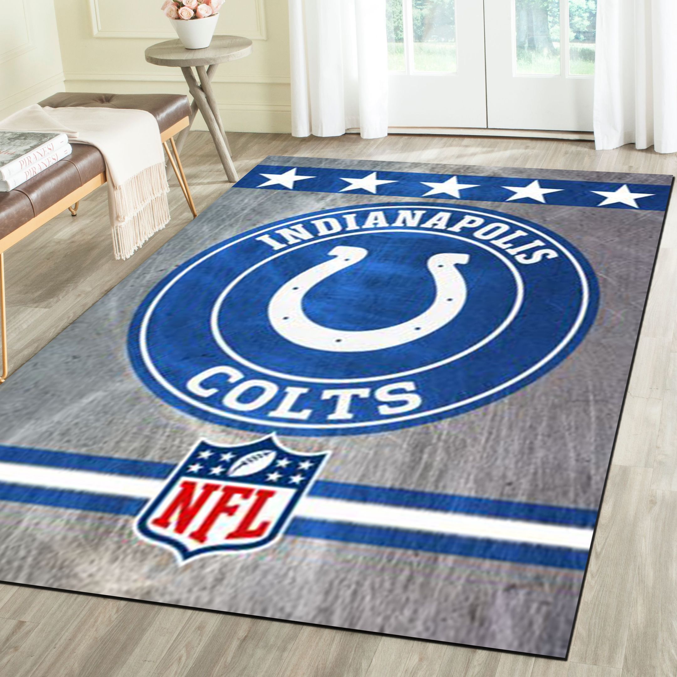 Indianapolis Colts Area Rug, Football Team Living Room Carpet, Fan Cave Floor Mat