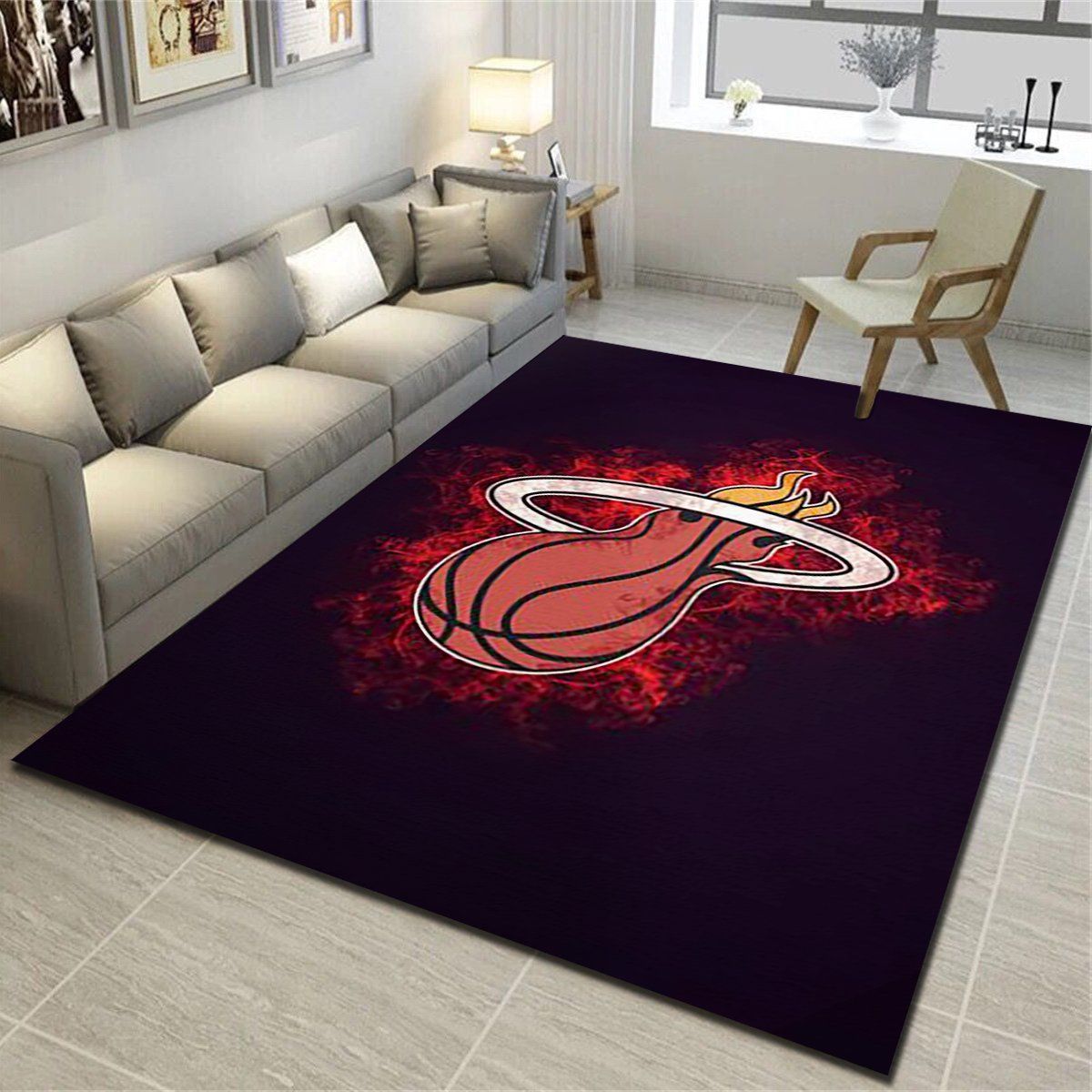 Miami Heat Area Rugs, Basketball Team Living Room Bedroom Carpet, Sports Floor Mat Home Decor