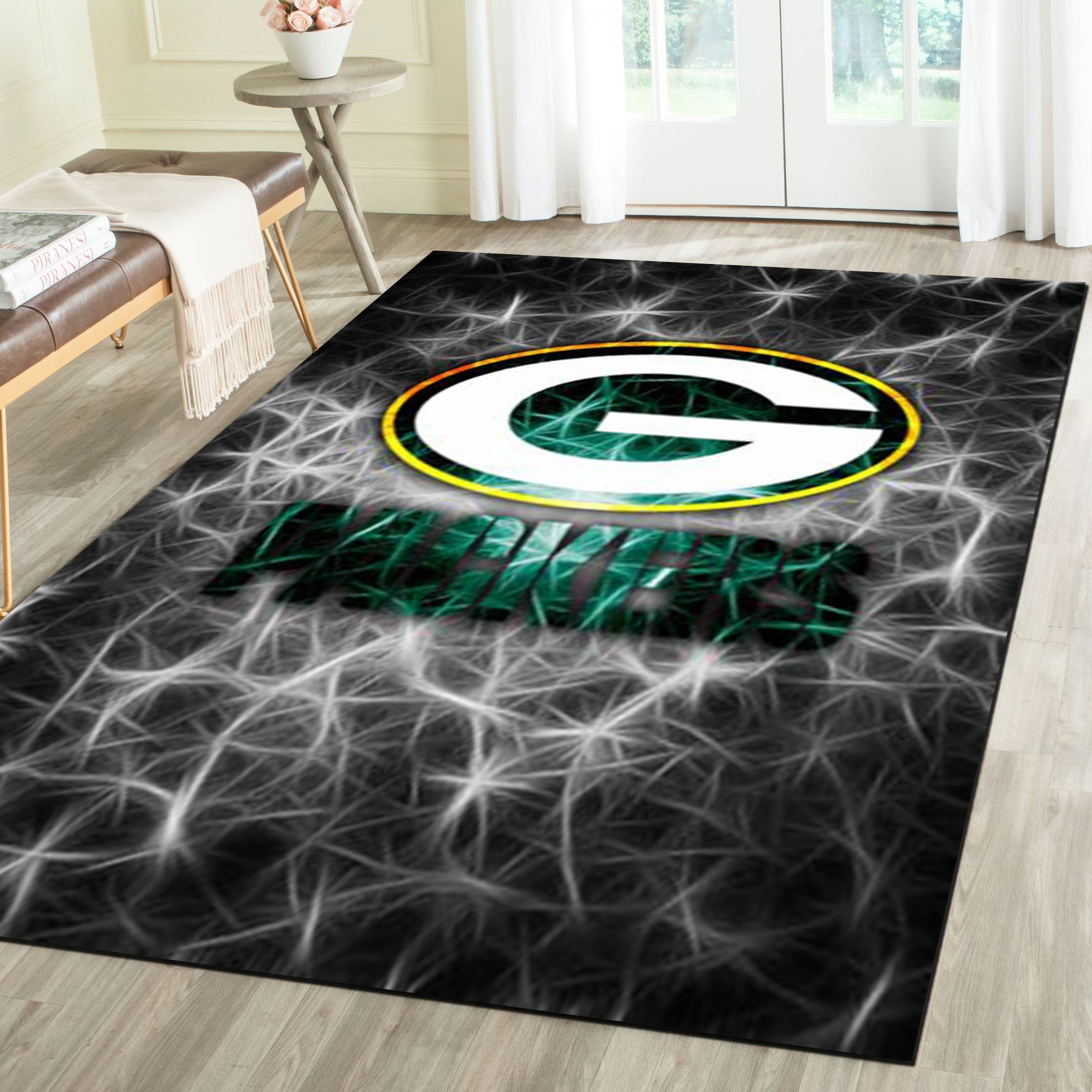 Green Bay Packers Area Rug, Football Team Living Room Bedroom Carpet