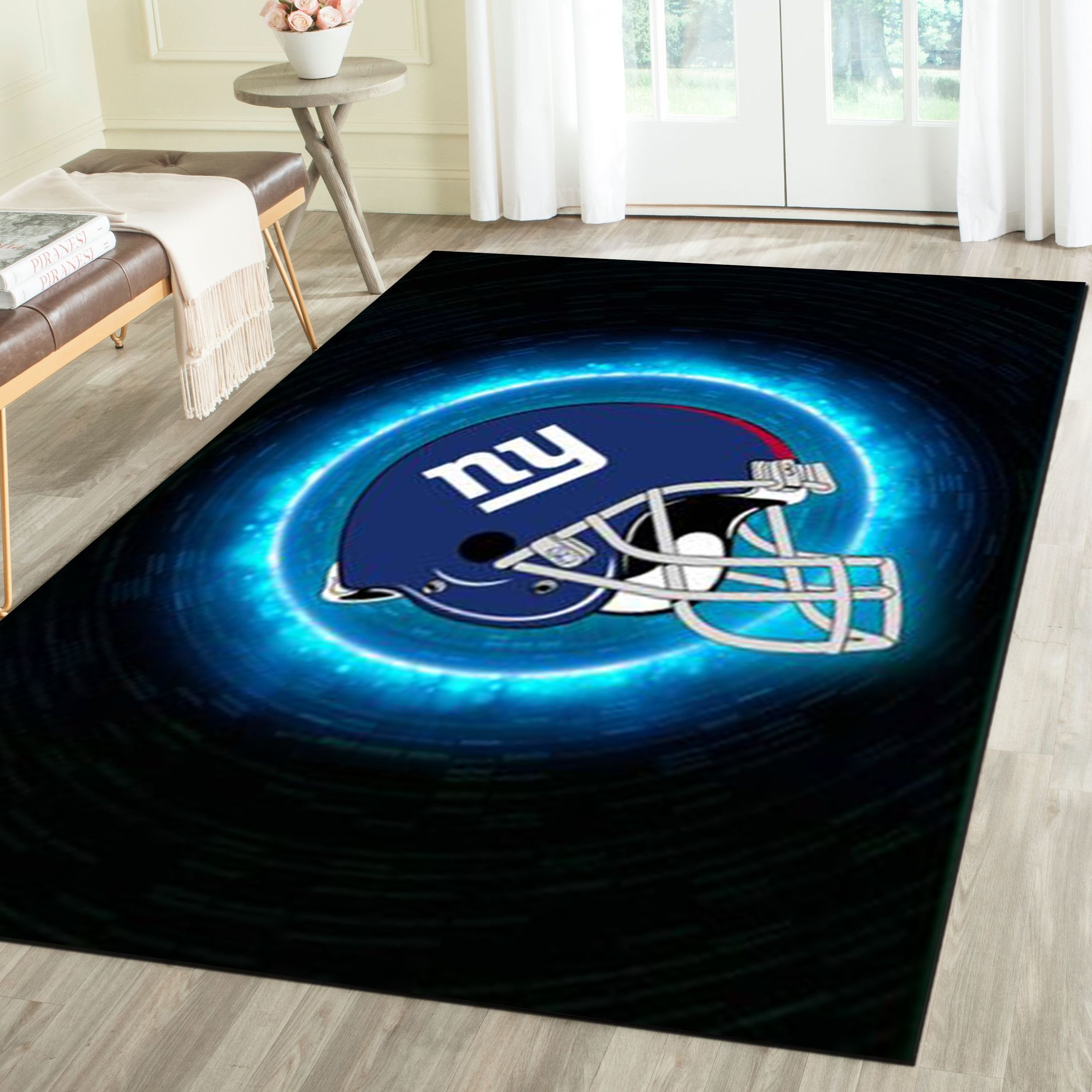 New York Giants Area Rug, Football Team Living Room Bedroom Carpet, Fan Cave Floor Mat