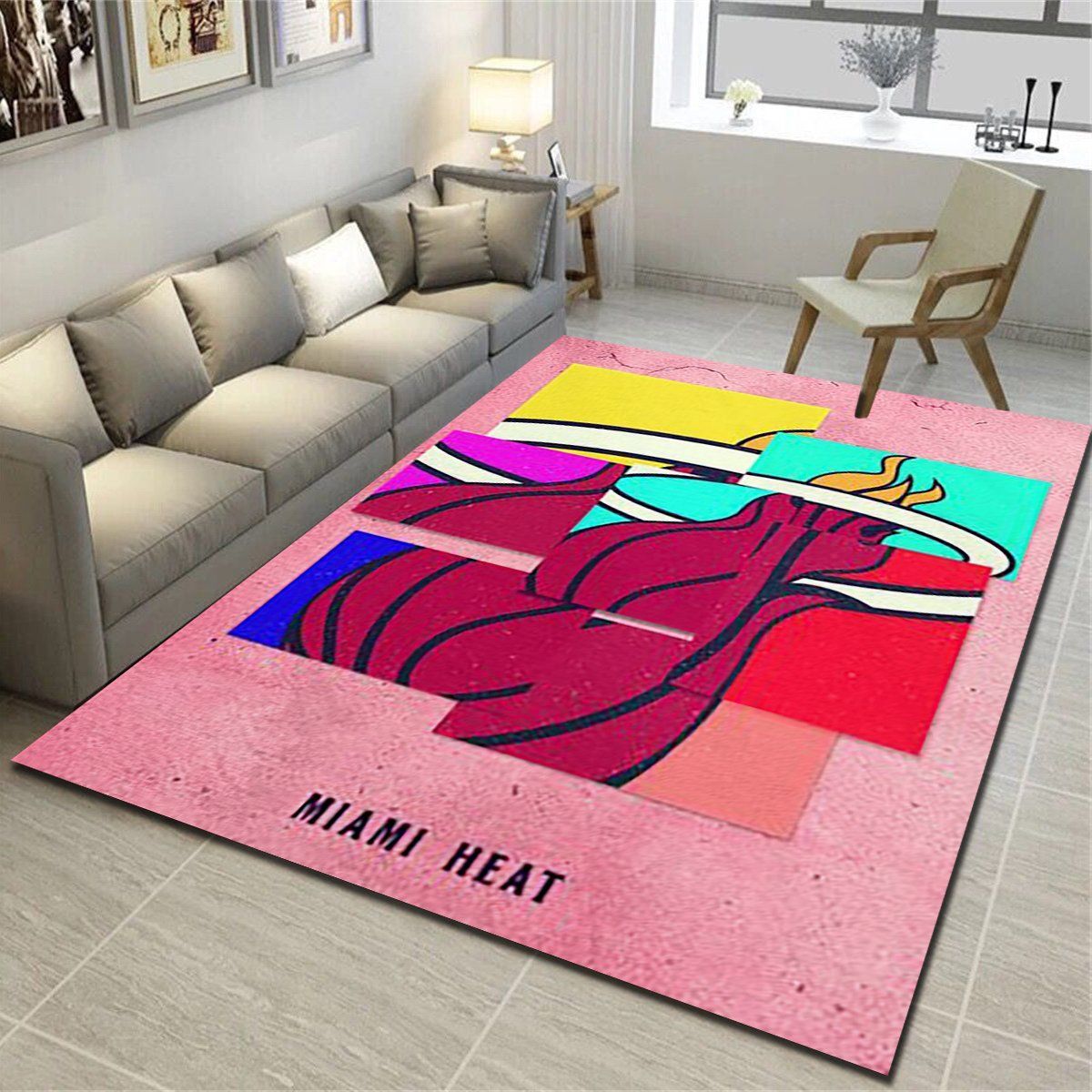 Miami Heat Area Rugs, Basketball Team Living Room Bedroom Carpet, Fan Cave Floor Mat