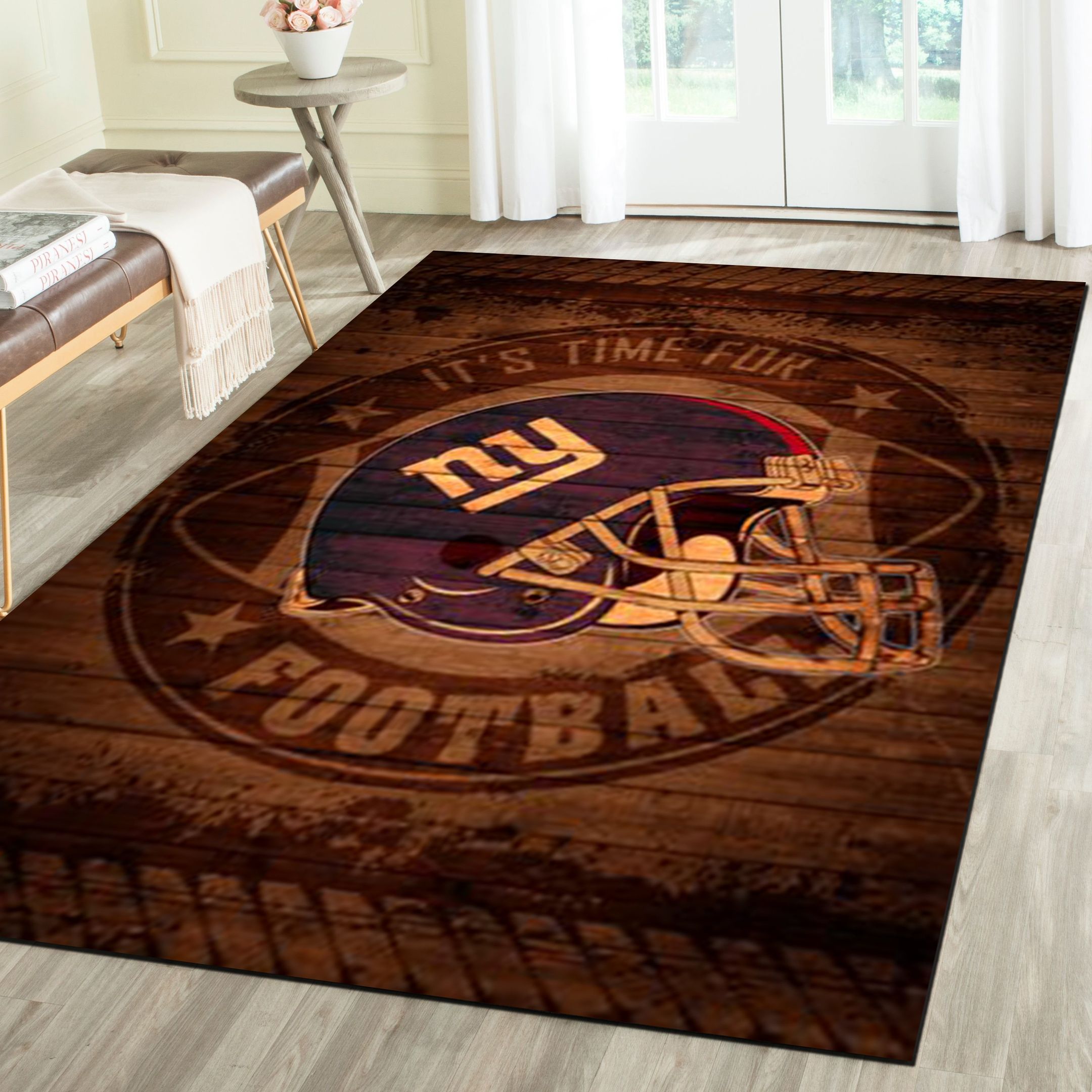 New York Giants Area Rug, Football Team Living Room Bedroom Carpet, Man Cave Floor Mat