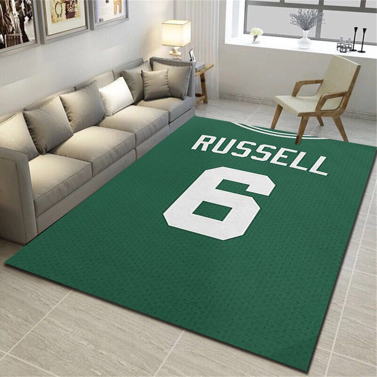 Boston Celtics Area Rug, Basketball Team Living Room Bedroom Carpet, Sports Floor Decor