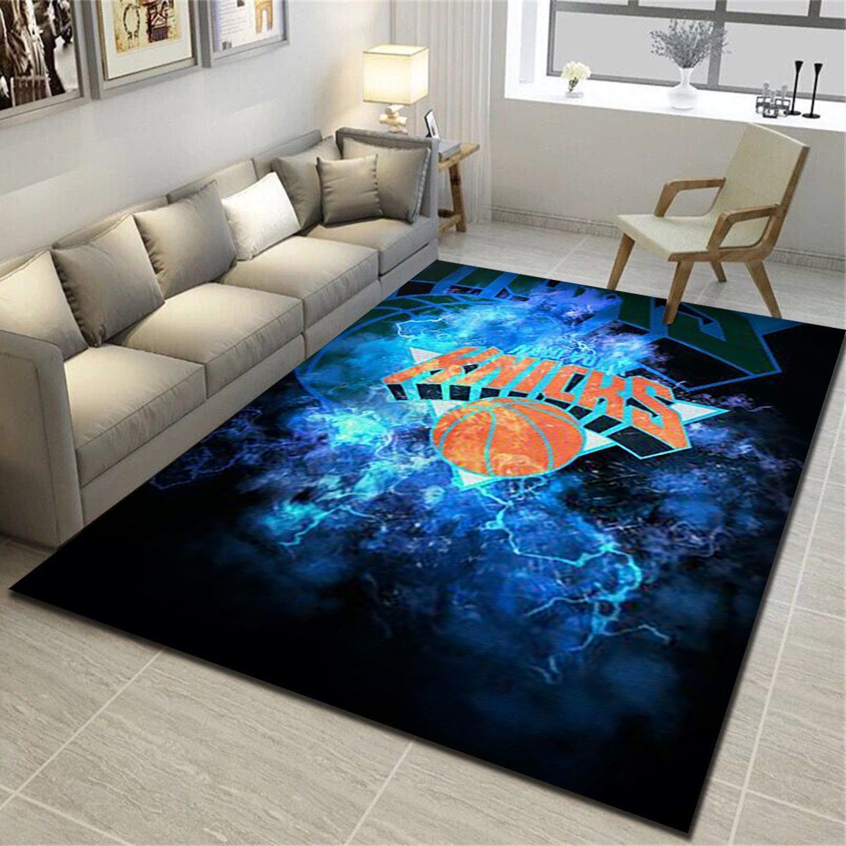 New York Knicks Rug, Basketball Team Living Room Carpet, Sports Floor Mat