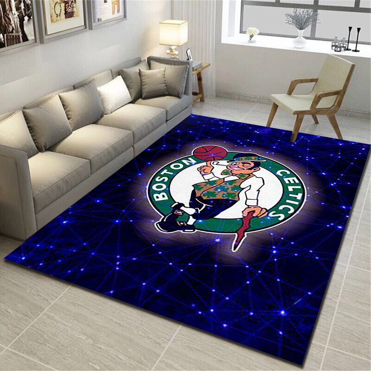 Boston Celtics Area Rugs, Basketball Team Living Room Bedroom Carpet, Fan Cave Floor Mat