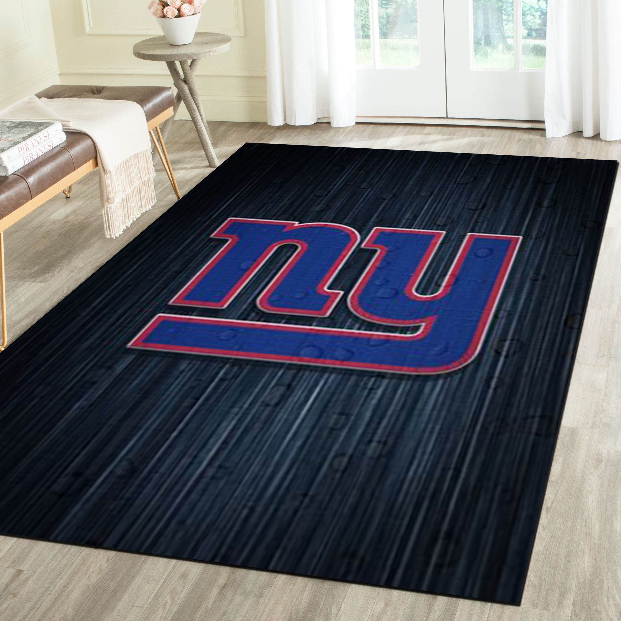 New York Giants Logo Area Rug, Football Team Living Room Carpet, Fan Cave Floor Mat