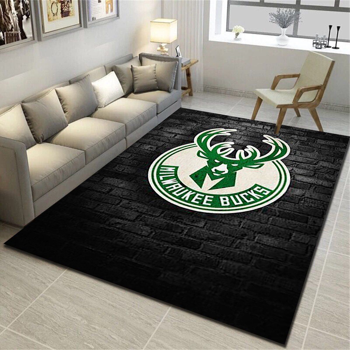 Milwaukee Bucks Rug, Basketball Team Living Room Carpet, Sports Floor Mat