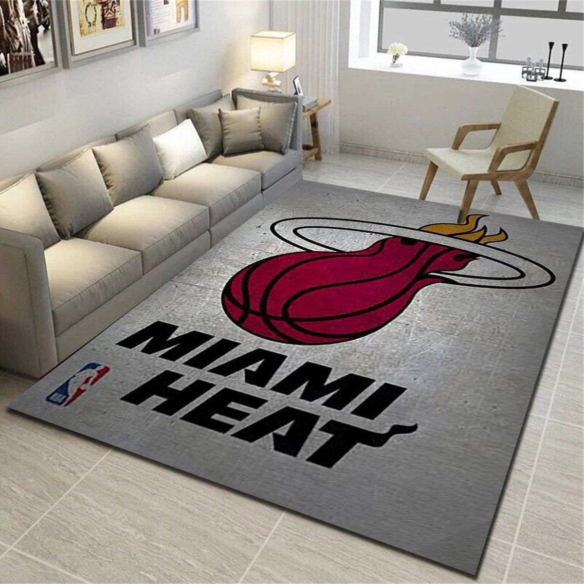 Miami Heat Area Rugs, Basketball Team Living Room Carpet, Sports Floor Decor