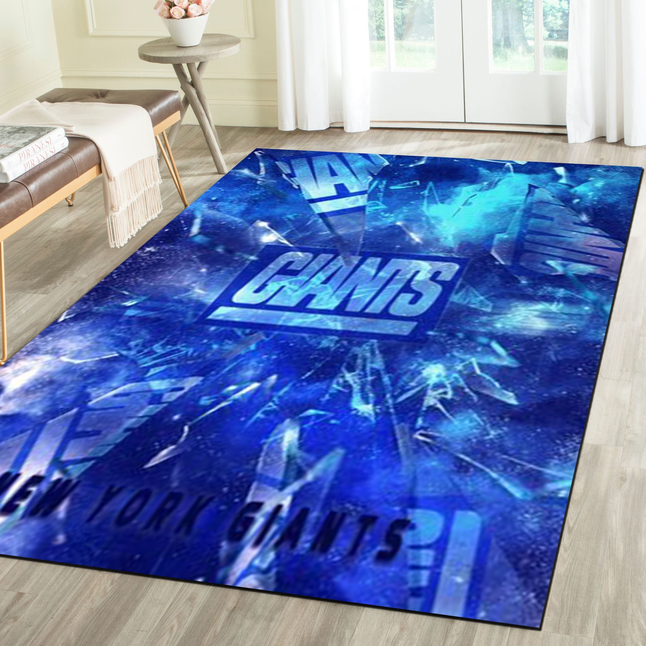 New York Giants Area Rug, Football Team Living Room Carpet, Sports Floor Mat