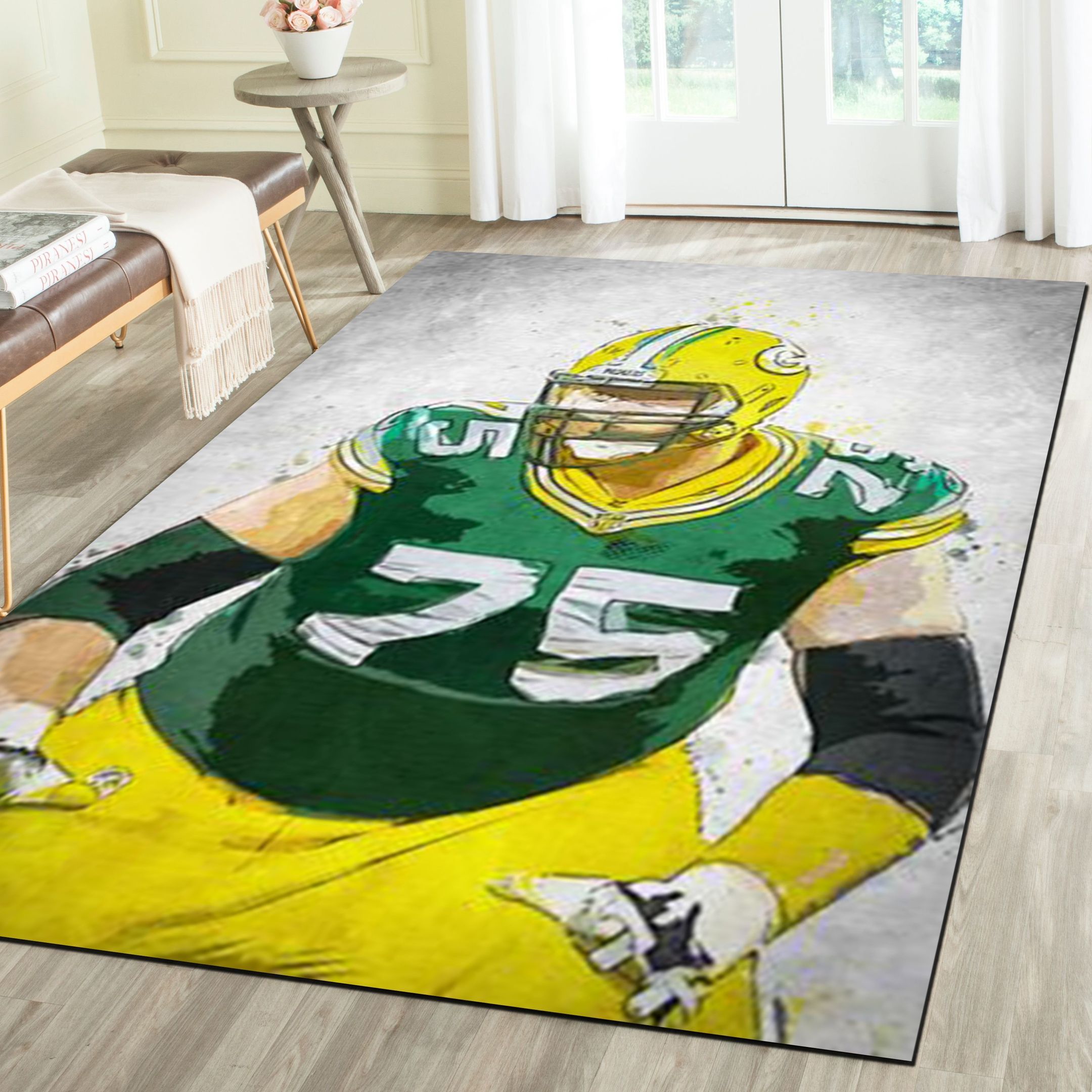 Green Bay Packers Area Rug, Football Team Living Room Bedroom Carpet, Man Cave Floor Mat