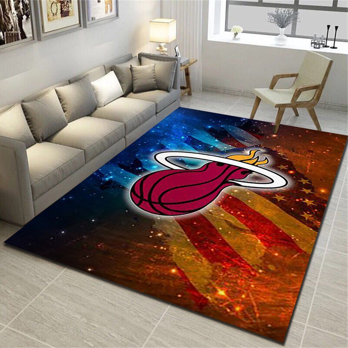 Miami Heat Area Rugs, Basketball Team Living Room Bedroom Carpet, Sports Floor Mat