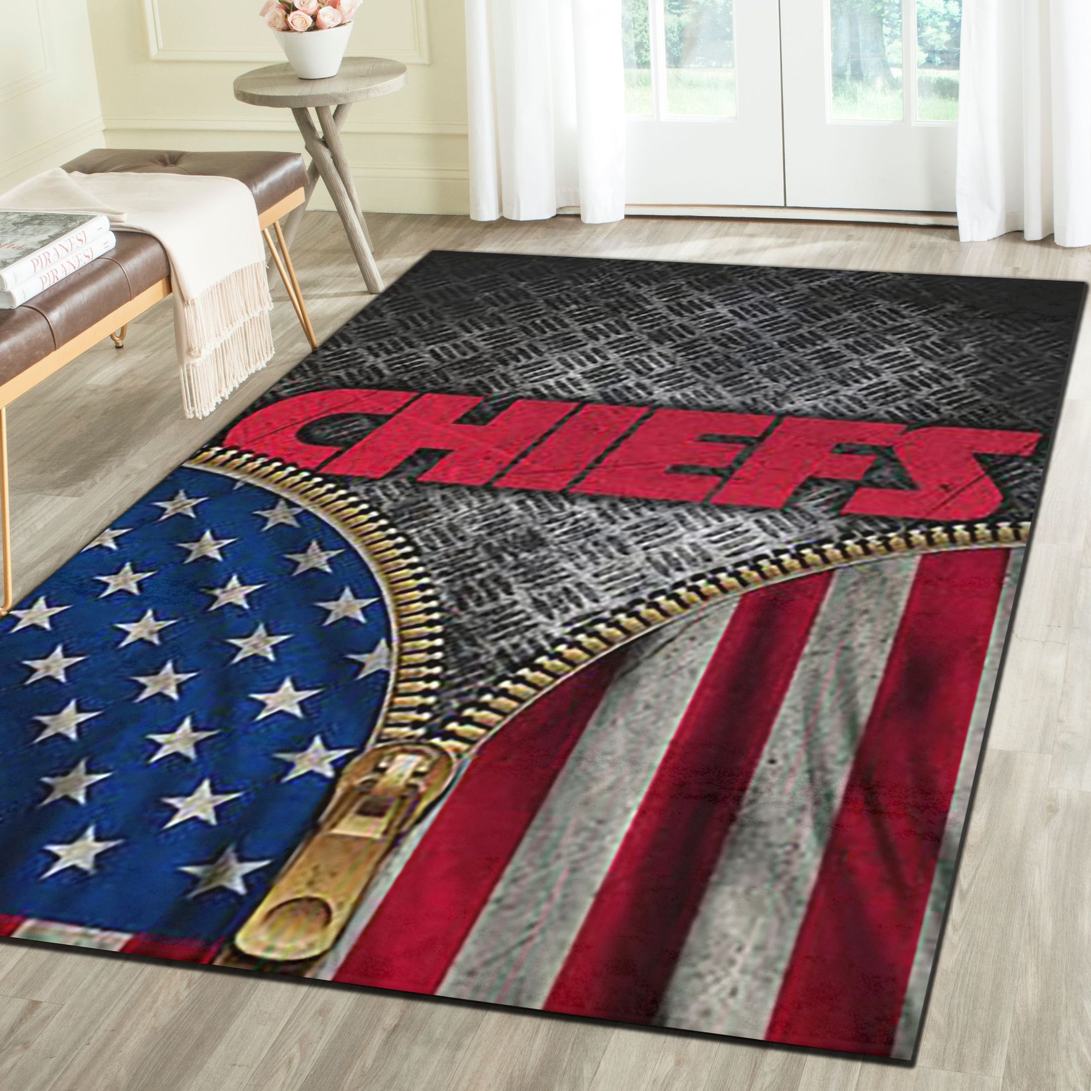 Kansas City Chiefs Area Rug, Football Team Living Room Bedroom Carpet, Sports Floor Mat Home Decor