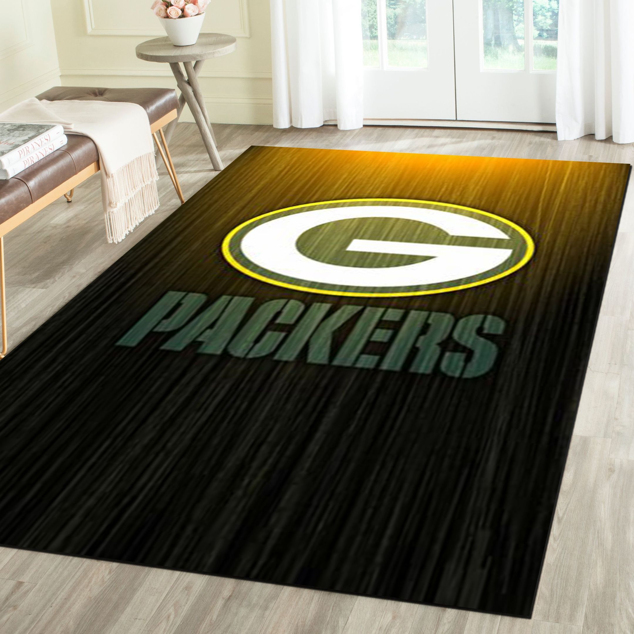 Green Bay Packers Area Rugs, Football Team Living Room Carpet, Man Cave Floor Mat