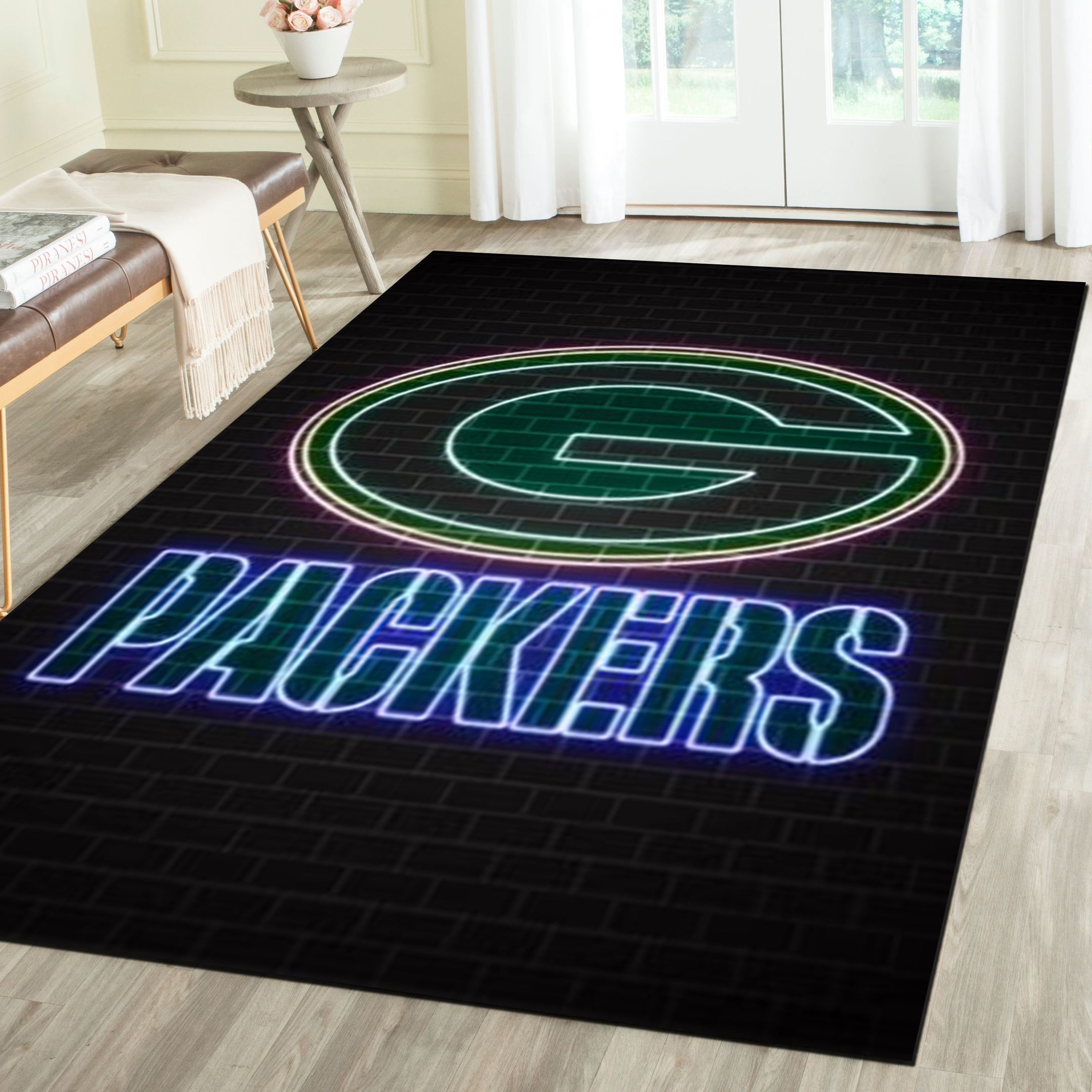 Green Bay Packers Area Rug, Football Team Living Room Carpet, Football Team Living Room Carpet