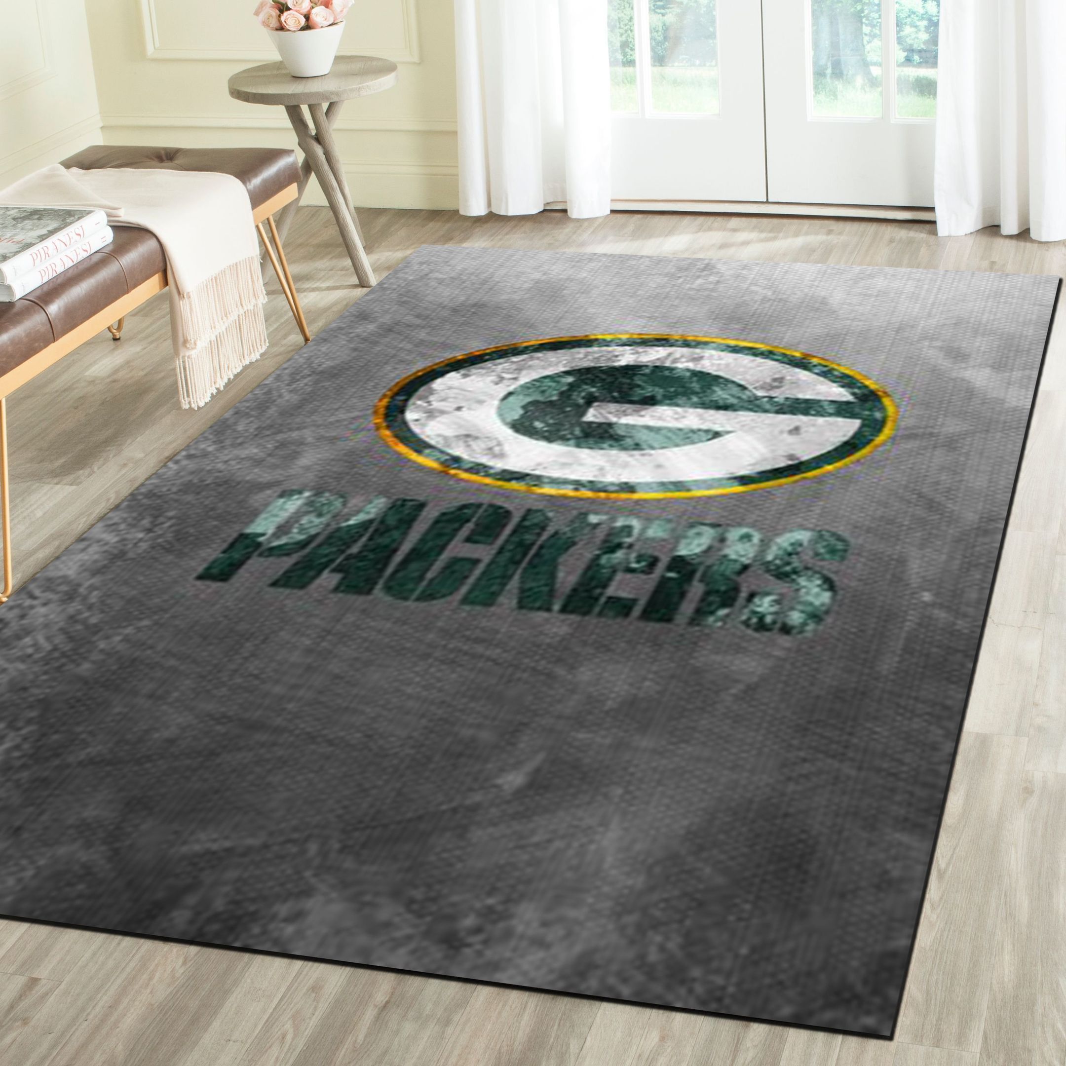 New York Giants Logo Area Rug, Football Team Living Room Carpet, Sports Floor Decor