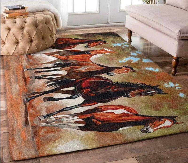 Five Beautiful Horses Rectangle Rug 11