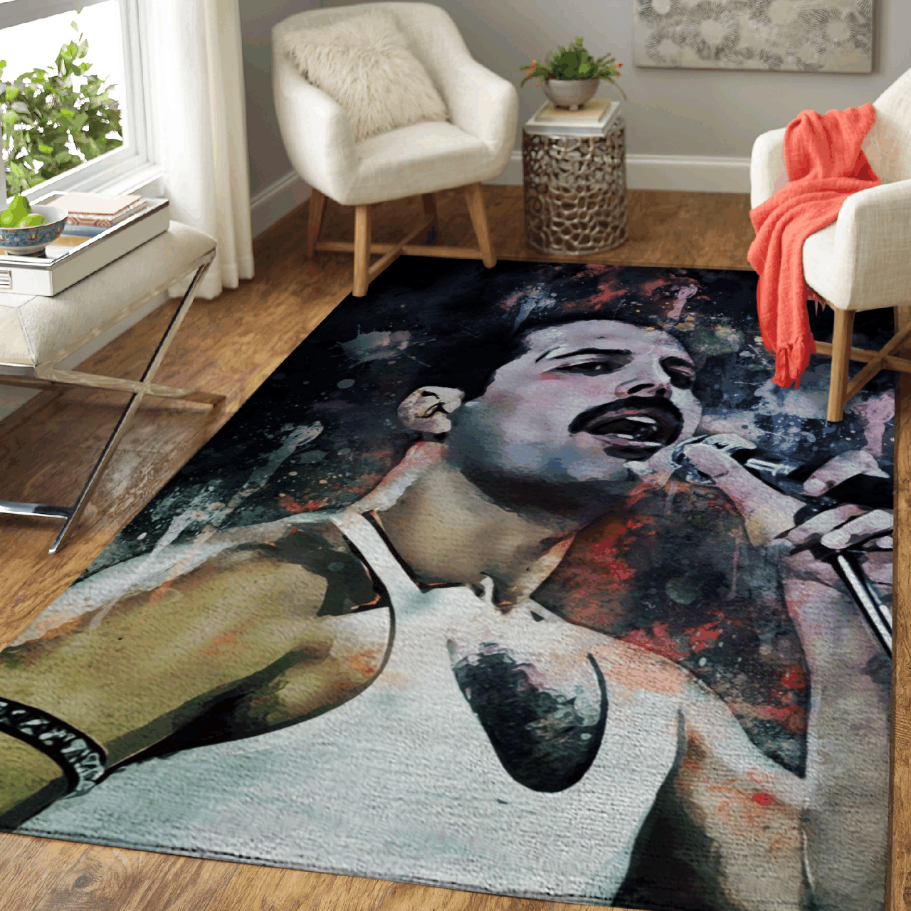 Freddie Mercury – Queen Band Pop Art Area Rug