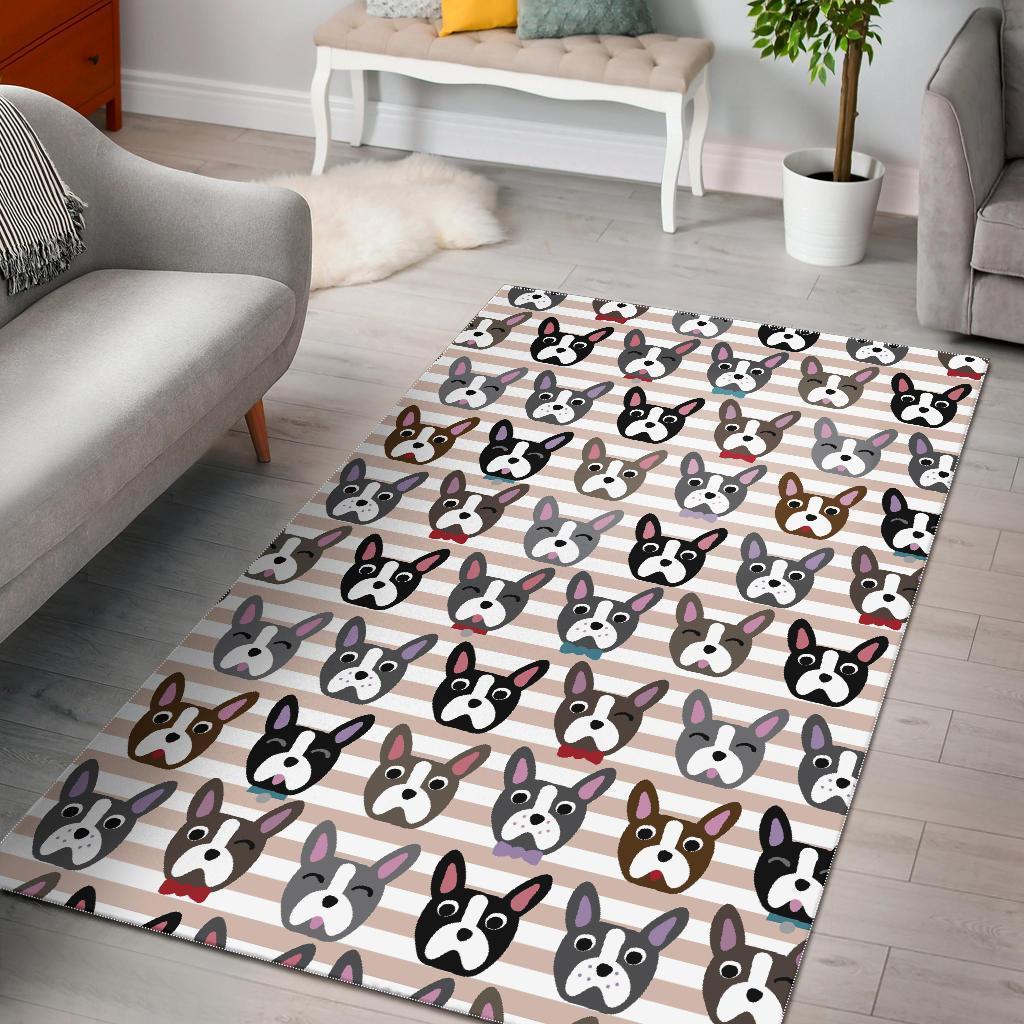 Pattern Print Boston Terrier Area Rug