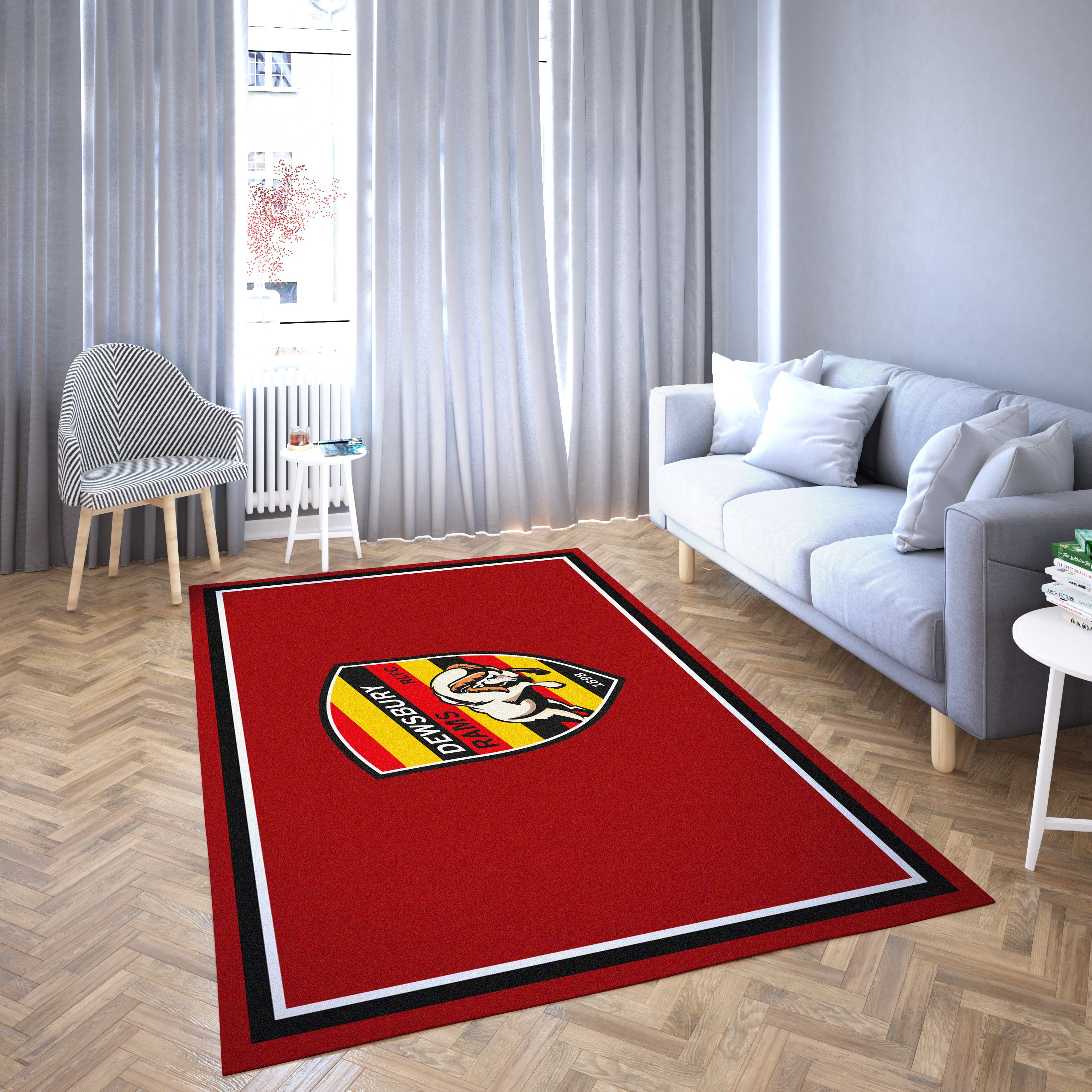 Dewsbury Rugby League Logo Red Unique Beautiful Design Carpet Living Room Area Rug