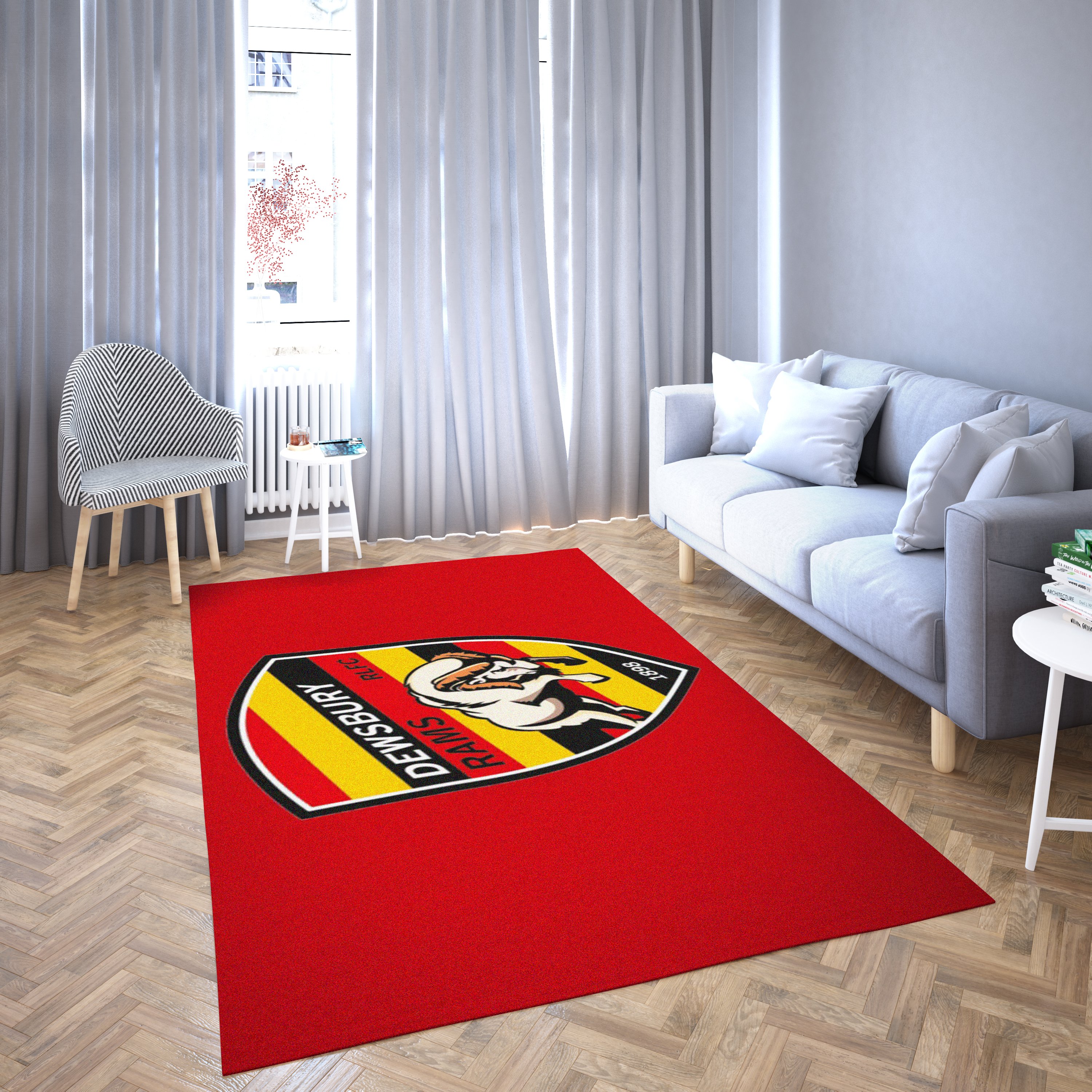 Dewsbury Rugby League Logo Red Modern Fashion Design Carpet Living Room Area Rug