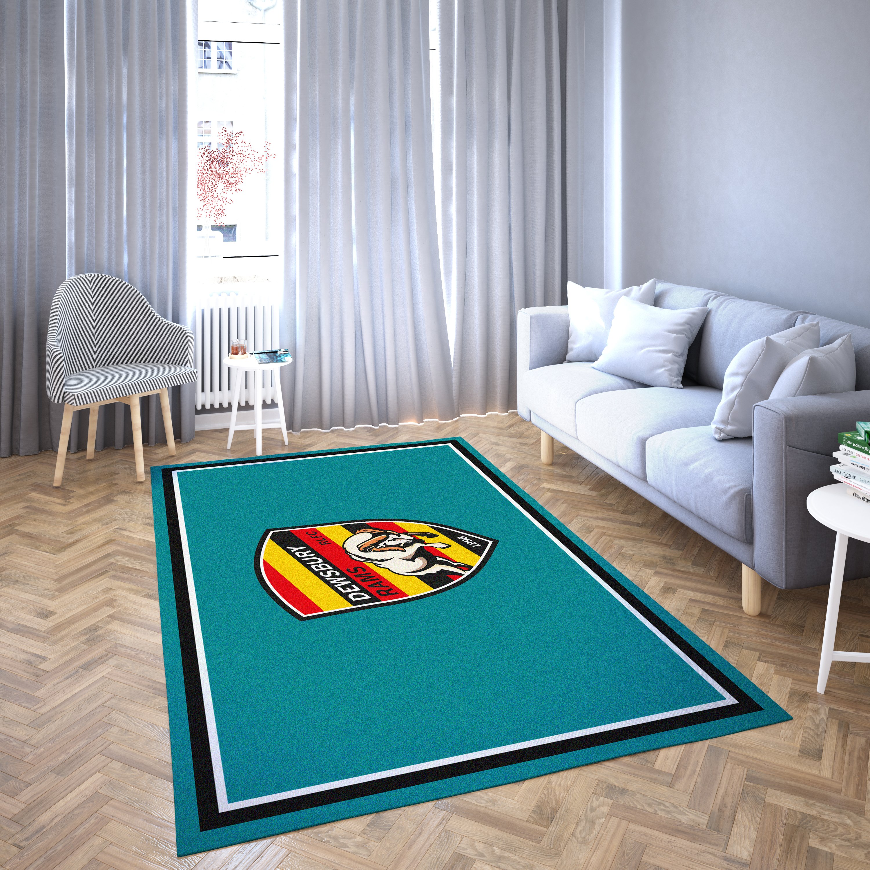 Dewsbury Rugby League Logo Blue Sky Impressive Beautifull Carpet Living Room Area Rug