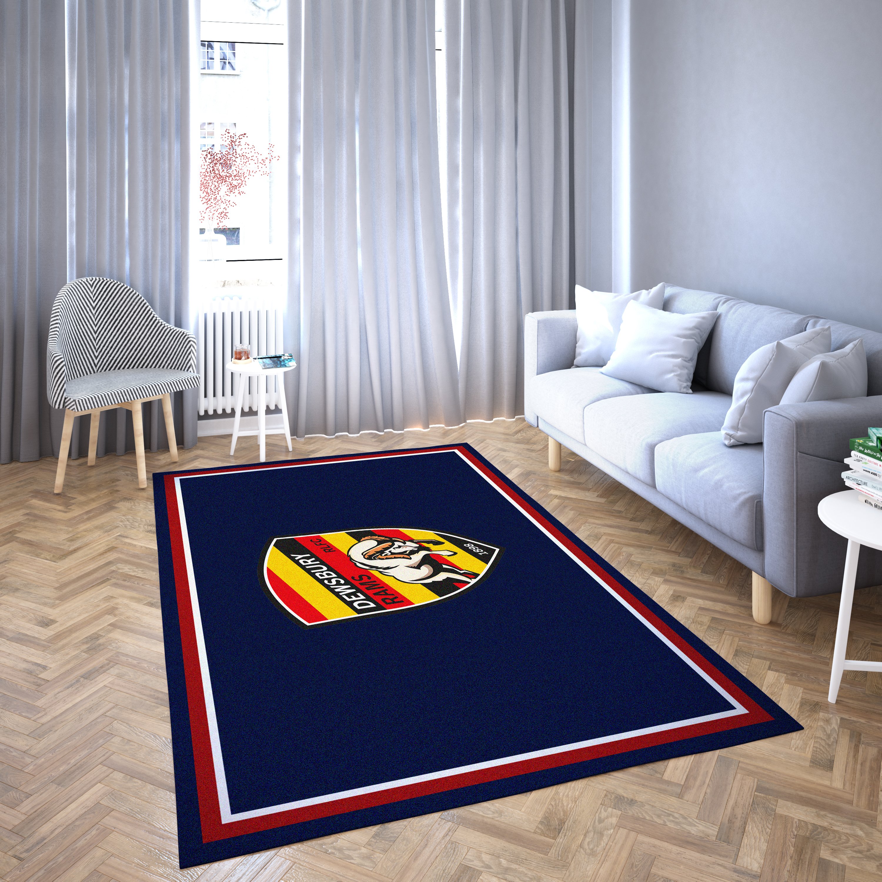 Dewsbury Rugby League Logo Blue Black Samples Attractive Unique Masterpiece Carpet Living Room Area Rug