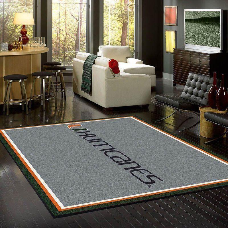 Miami Hurricanes Area Rug Football Team Logo Carpet Living Room Rugs Floor Decor 19120725