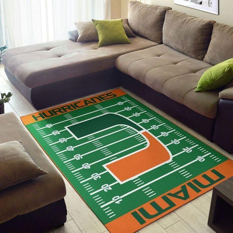 Miami Hurricanes Home Field Area Rug Football Team Logo Carpet Living Room Rugs Floor Decor F102112