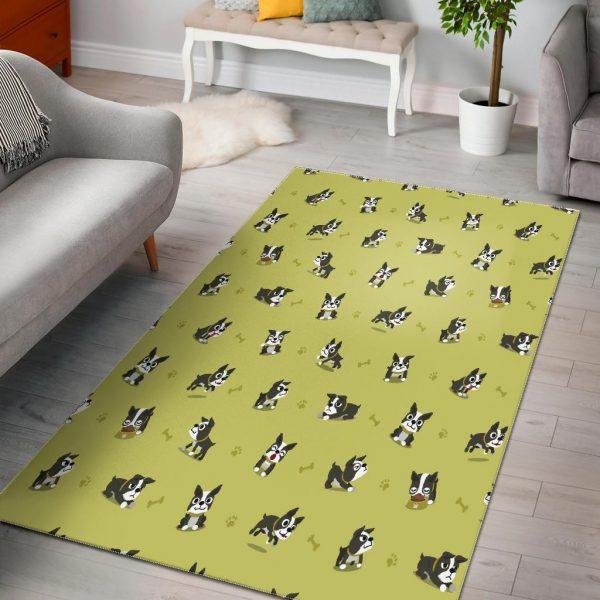 Boston Terrier Paw Home Decor Rectangle Area Rug