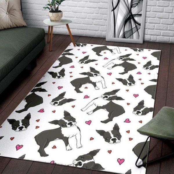 Cute Boston Terrier Home Decor Rectangle Area Rug