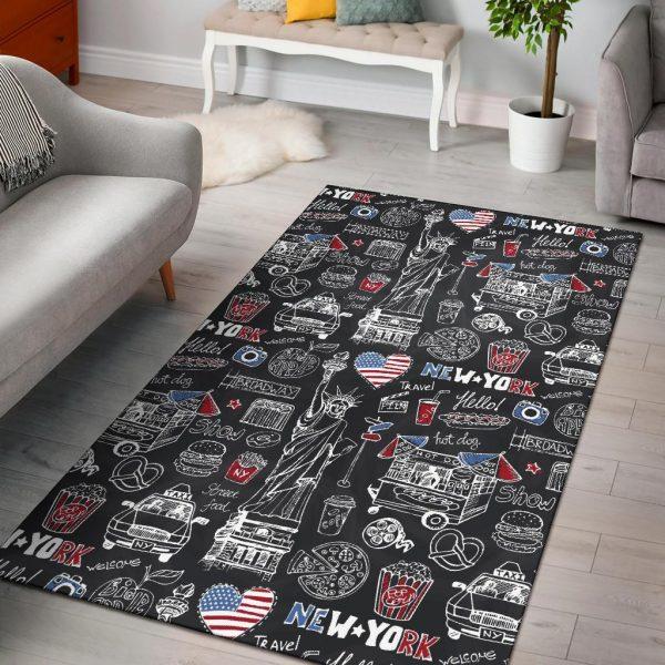 New York Love Pattern Print Home Decor Rectangle Area Rug