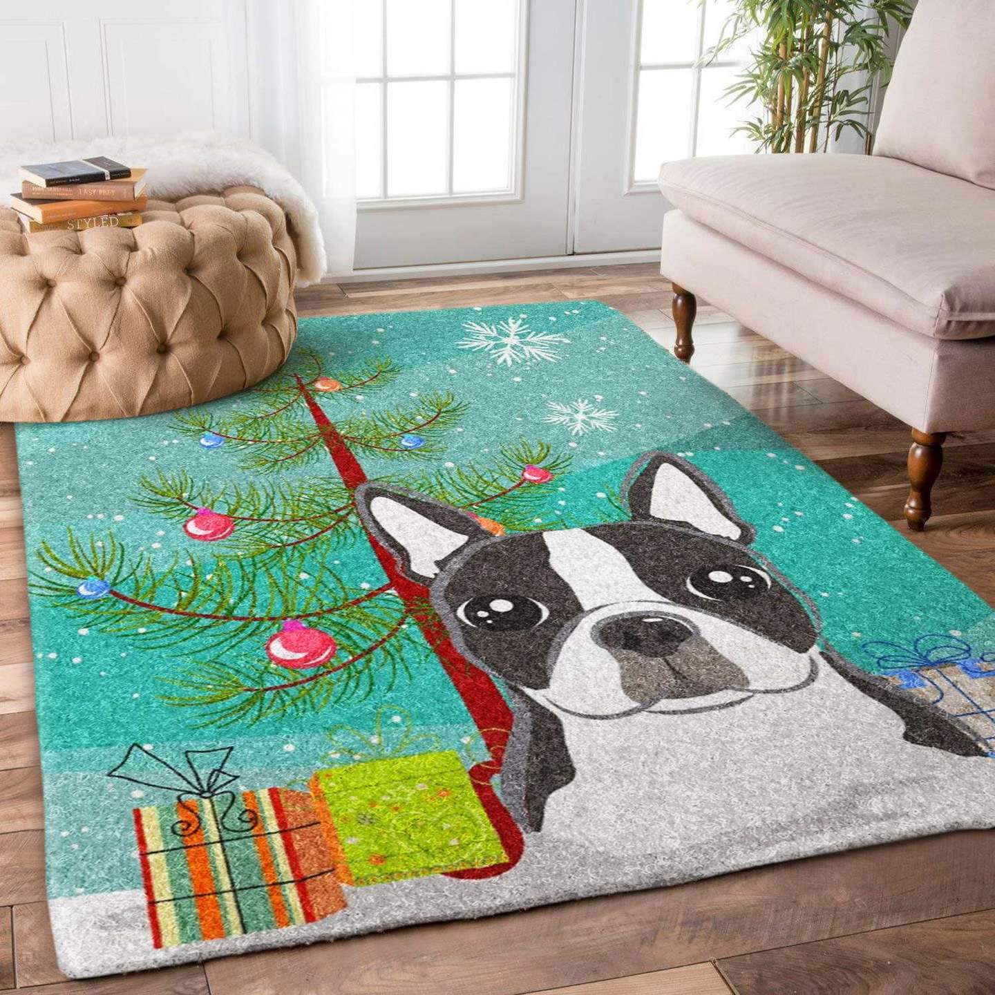 Boston Terrier Christmas Rug RCDD81F45944