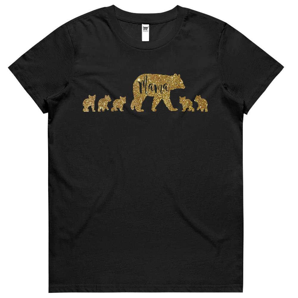 Mama Bear With 5 Five Cubs Mom Mother Gift Womens Tshirts