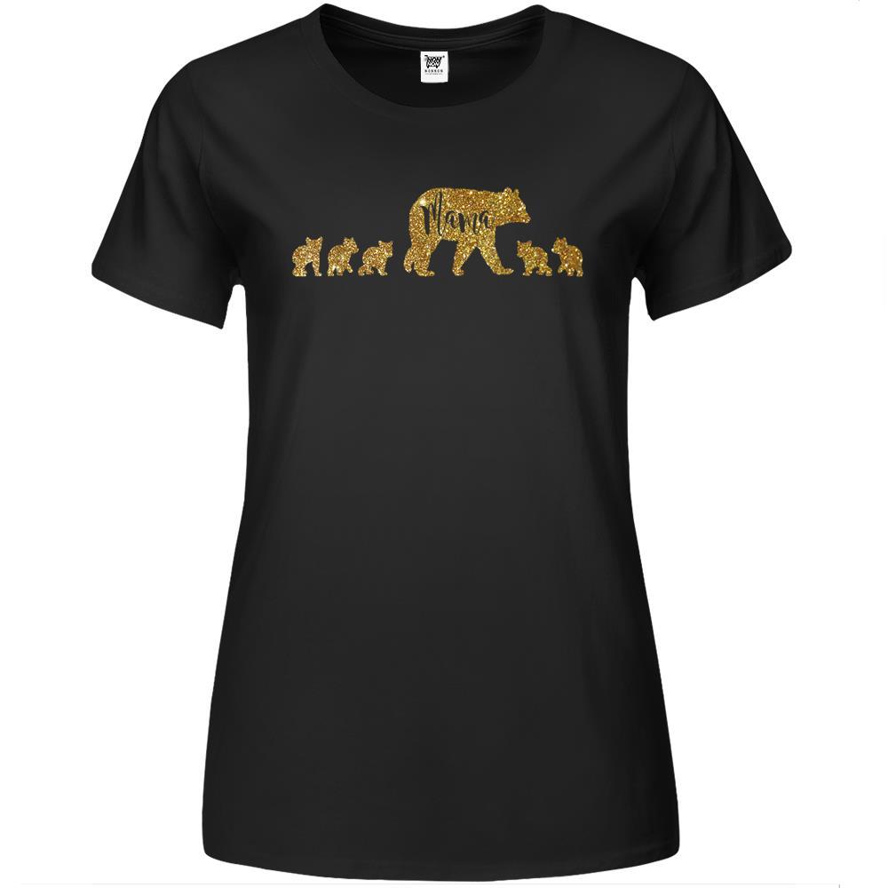 Mama Bear With 5 Five Cubs Mom Mother Gift Premium Womens Tshirts