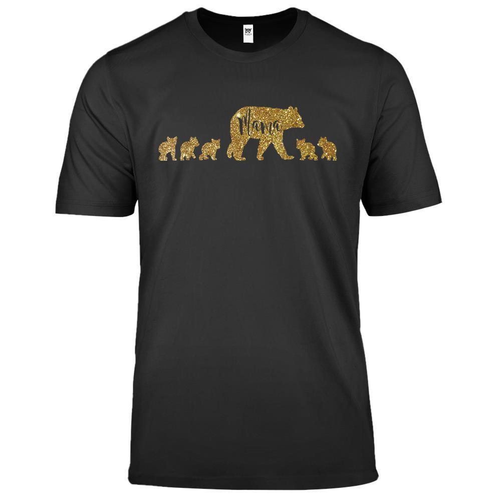 Mama Bear With 5 Five Cubs Mom Mother Gift Premium T Shirts