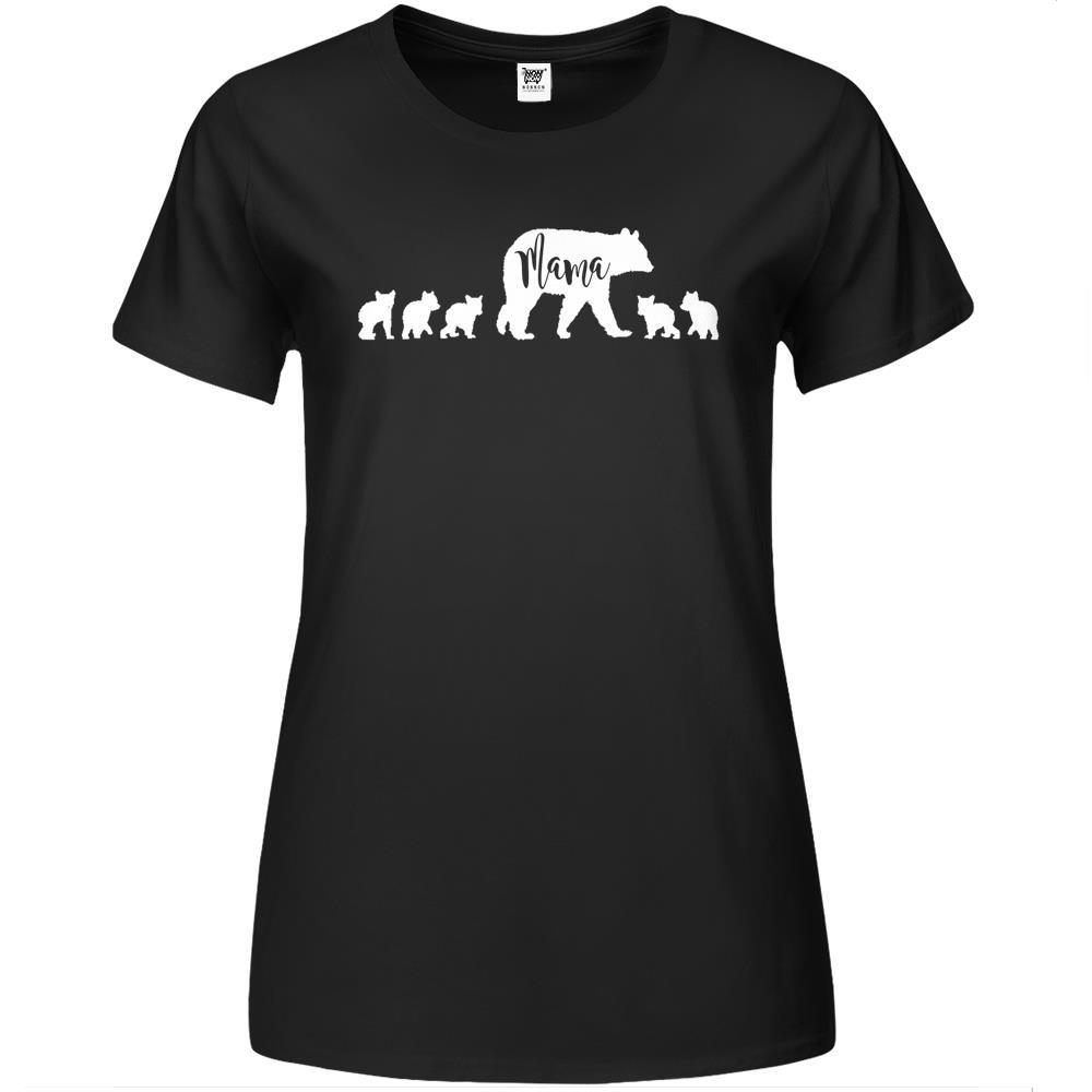 Mama Bear With 5 Five Cubs Mom Mother Fun Gift Premium Womens Tshirts