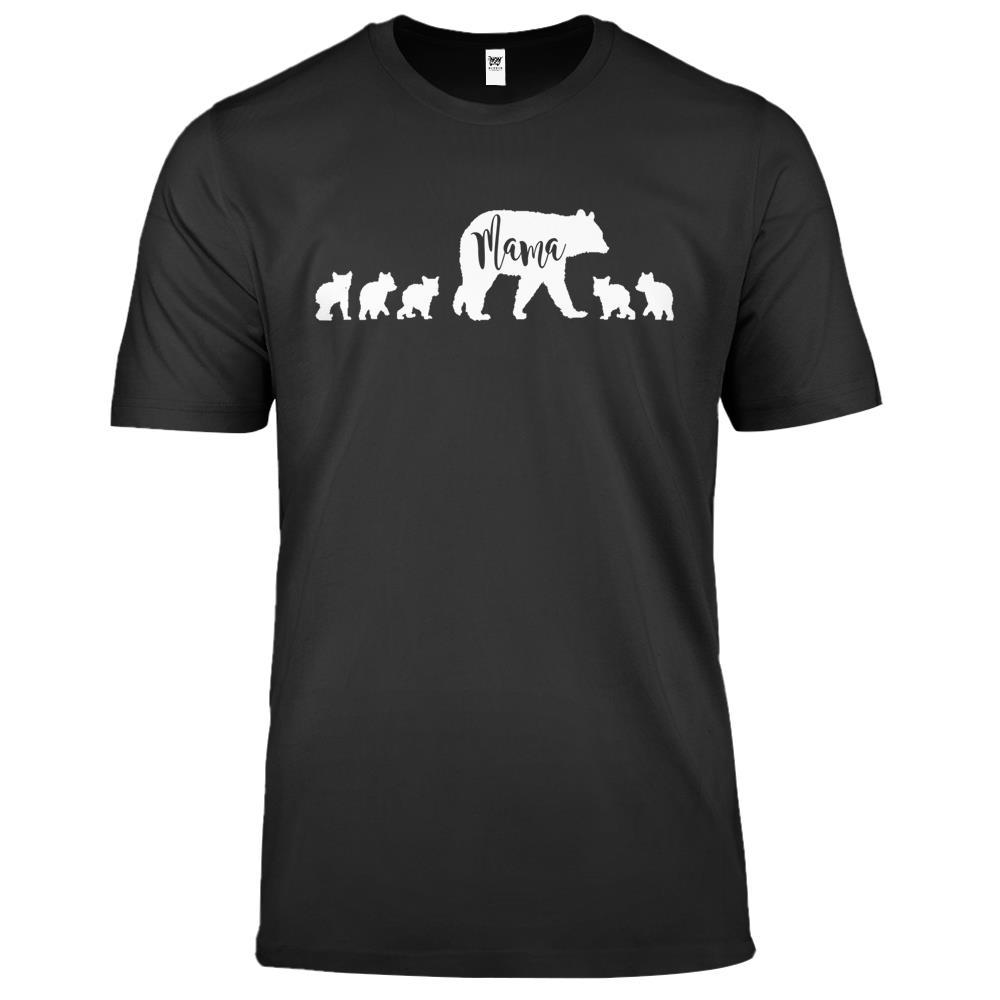 Mama Bear With 5 Five Cubs Mom Mother Fun Gift Premium T Shirts