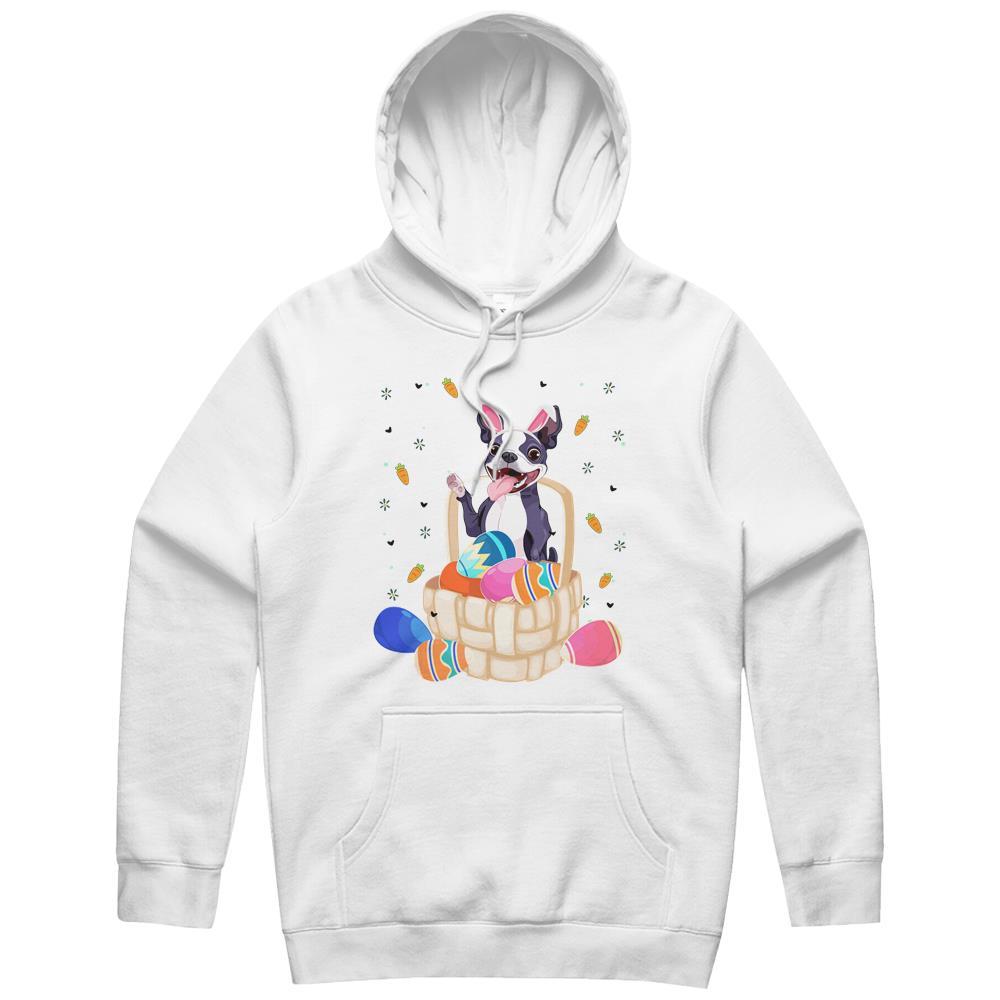 Boston Terrier Dog In Easter Egg Basket Happy Easter Sunday 2021 Festive Party Hoodie