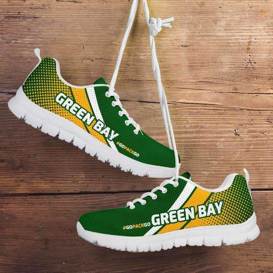 Gopackgo Green Bay Fan Mesh Fabric Running Shoes Sport Sneakers