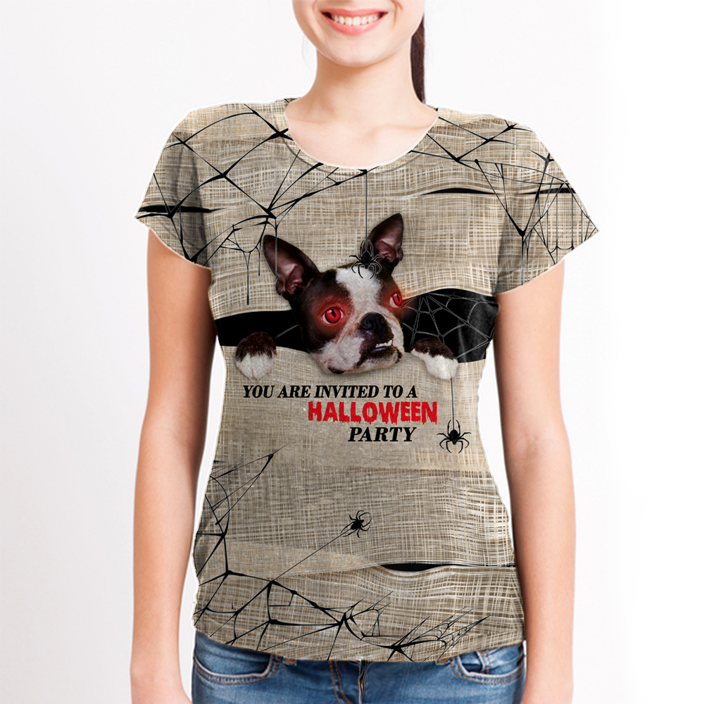 Halloween With Boston Terrier – T-Shirt V1